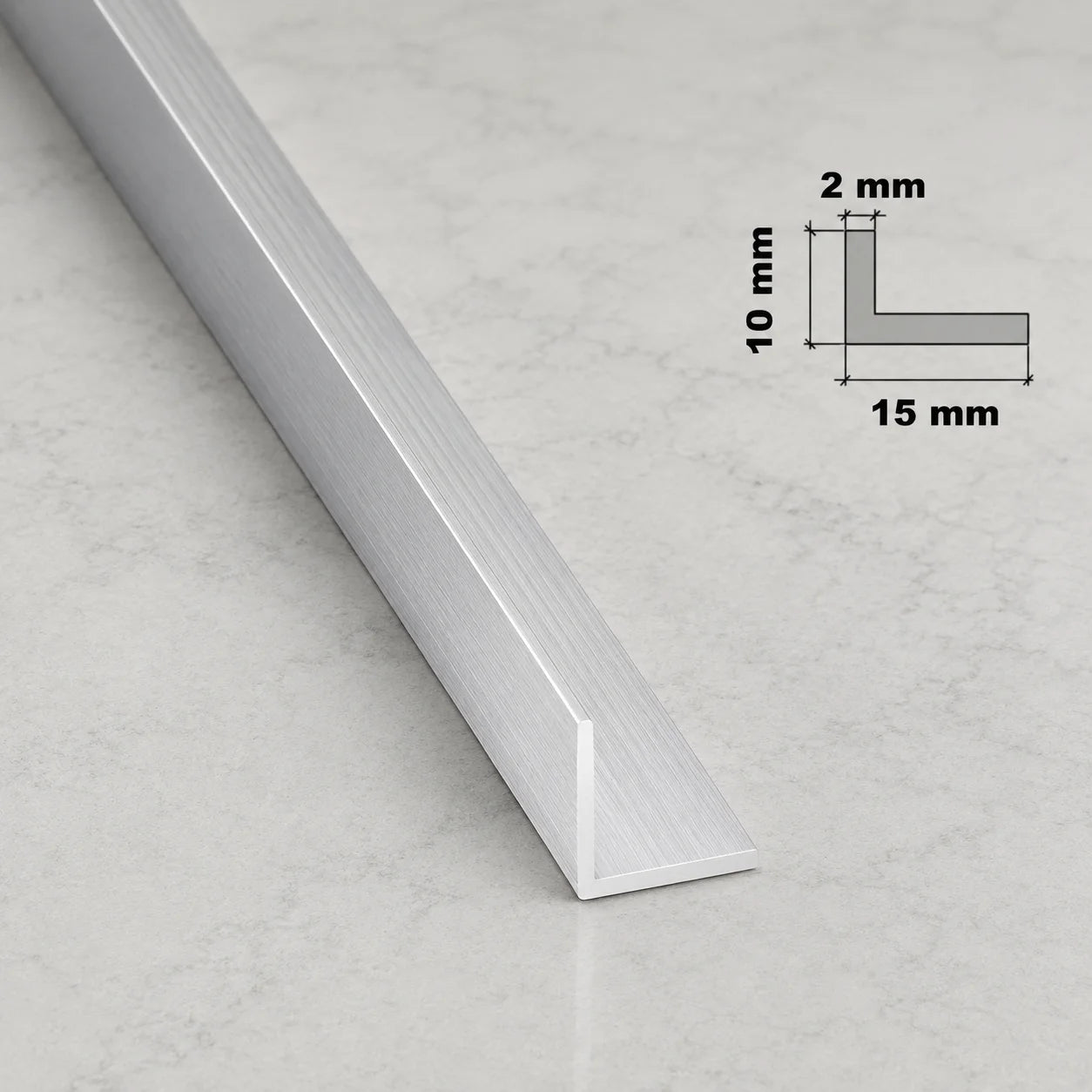 Natural Aluminium Extruded Angle Corner 1 M | Equal & Unequal In 15 X 10 MM