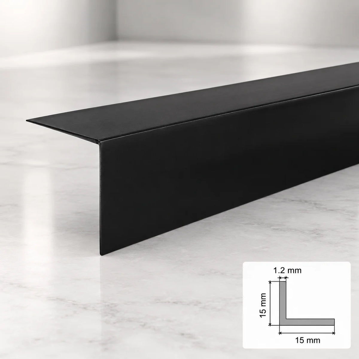 Equal & Unequal Edge Protector Black PVC Plastic Corner Angle Trim 90° In 15 X 15 MM