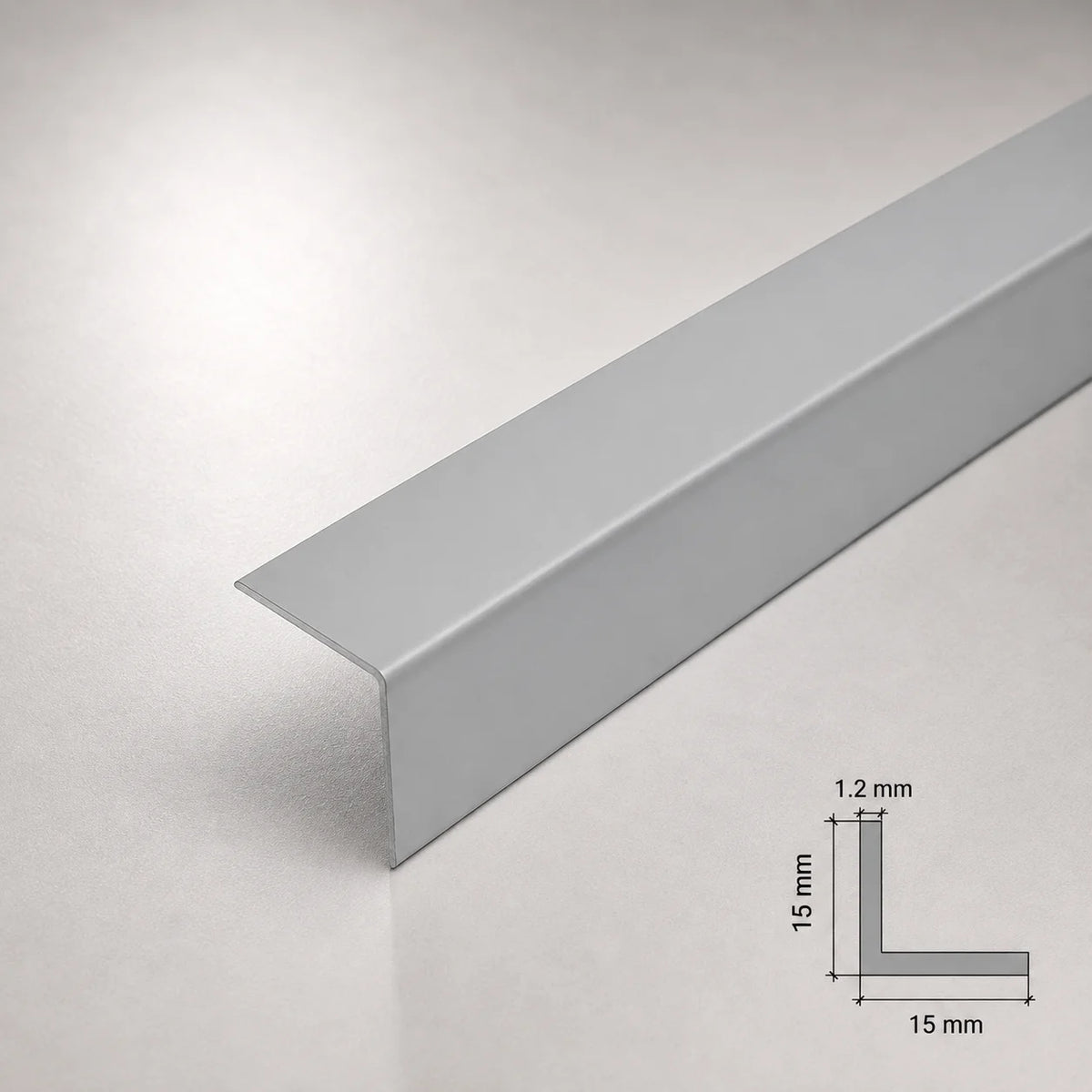 Equal & Unequal Edge Protector Light Grey PVC Plastic Corner Angle Trim 90° In 15 X 15 MM
