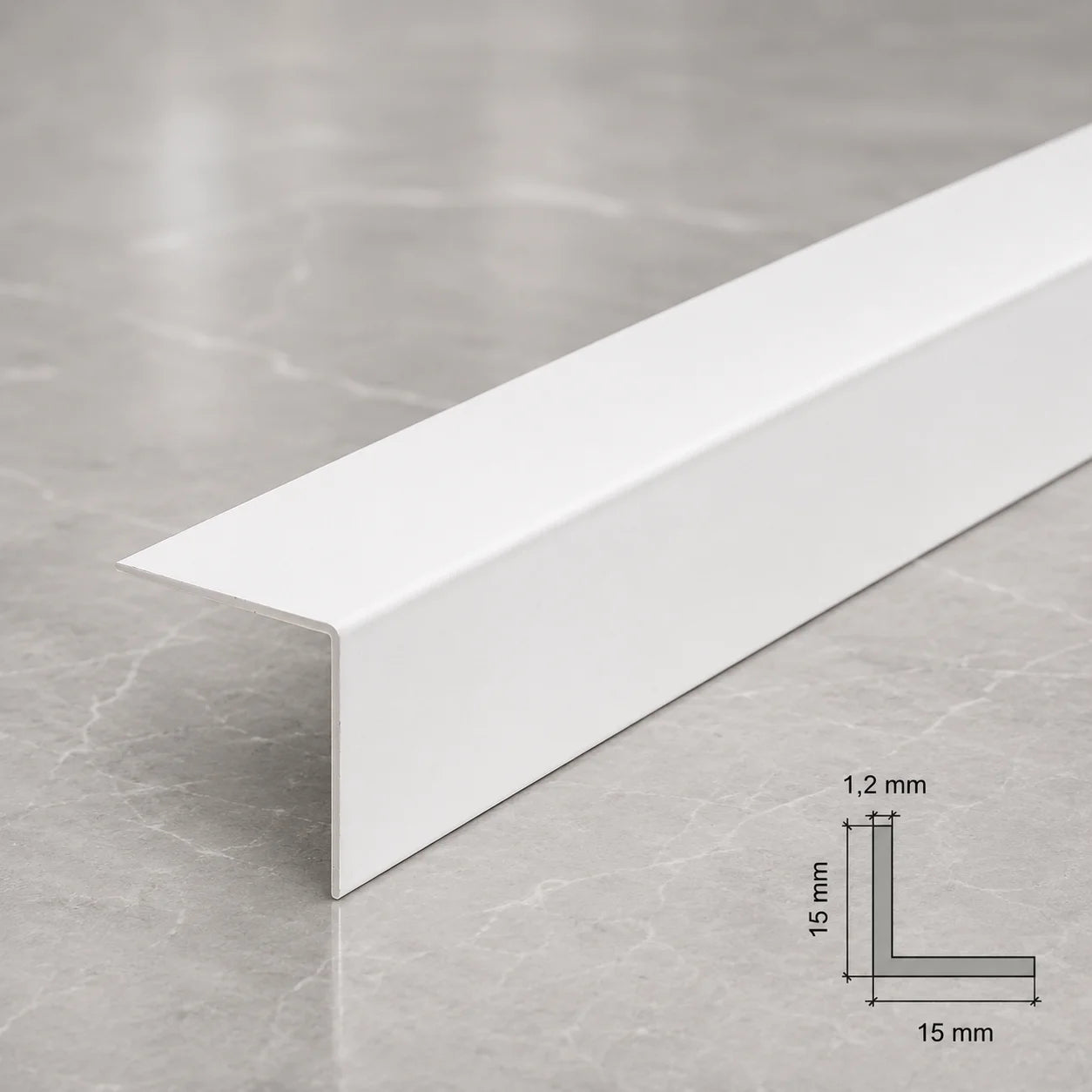 Equal & Unequal Edge Protector White PVC Plastic Corner Angle Trim 90° In 15 X 15 MM