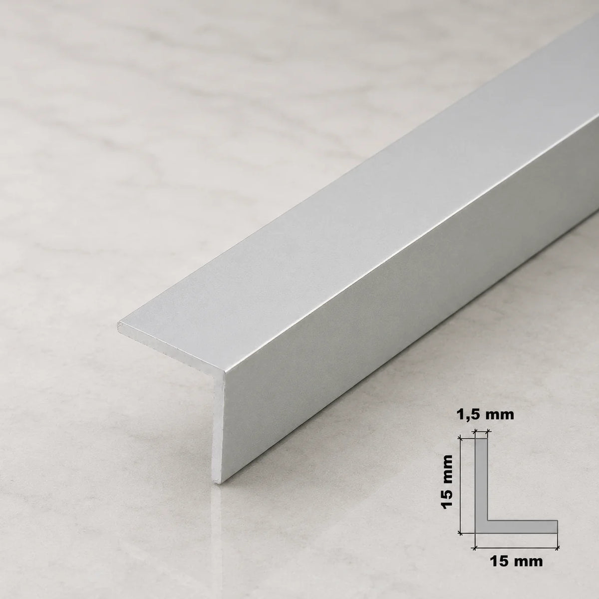 Anodised Aluminum Angle Corner Profile | Silver & Gold 1m Length In 15 X 15 MM