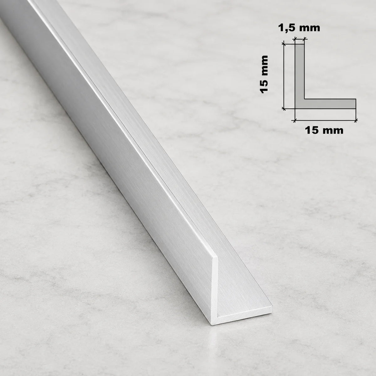 Natural Aluminium Extruded Angle Corner 1 M | Equal & Unequal In 15 X 15 MM