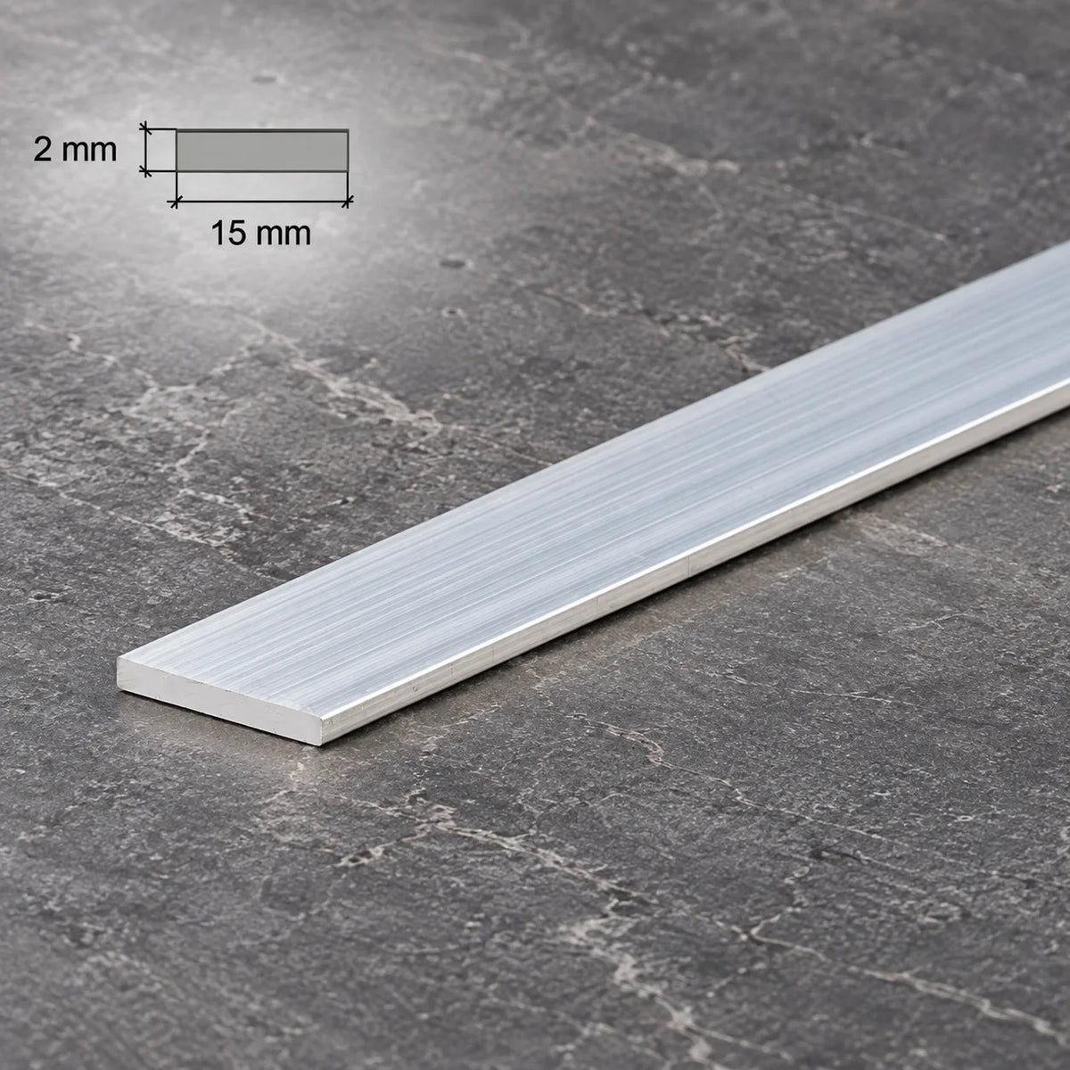 Aluminium Flat Bar Plate Natural In 15 X 2 MM