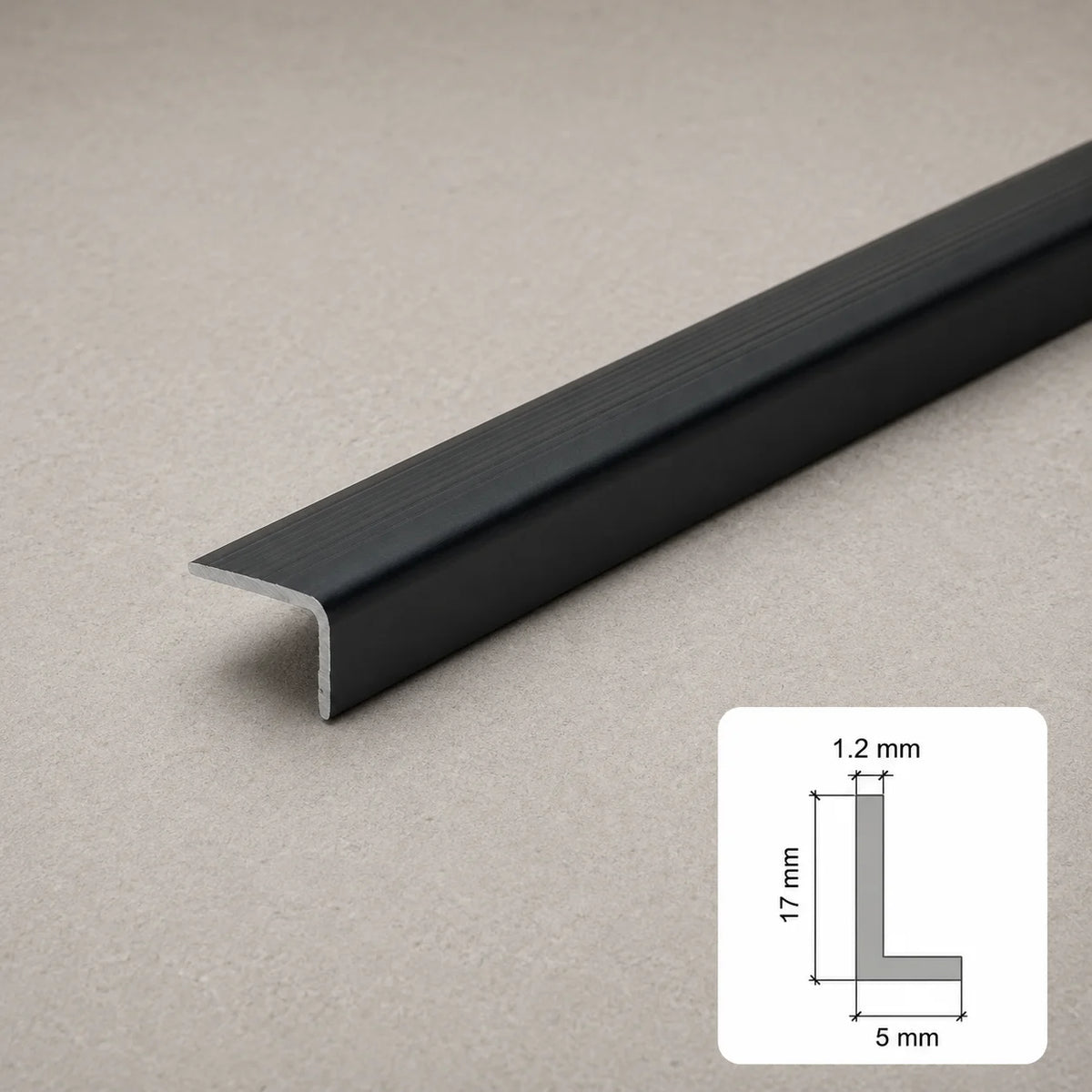 Equal & Unequal RAL 7016 Edge Protector Anthracite PVC Plastic Corner Angle Trim 90° In 17 X 5 MM
