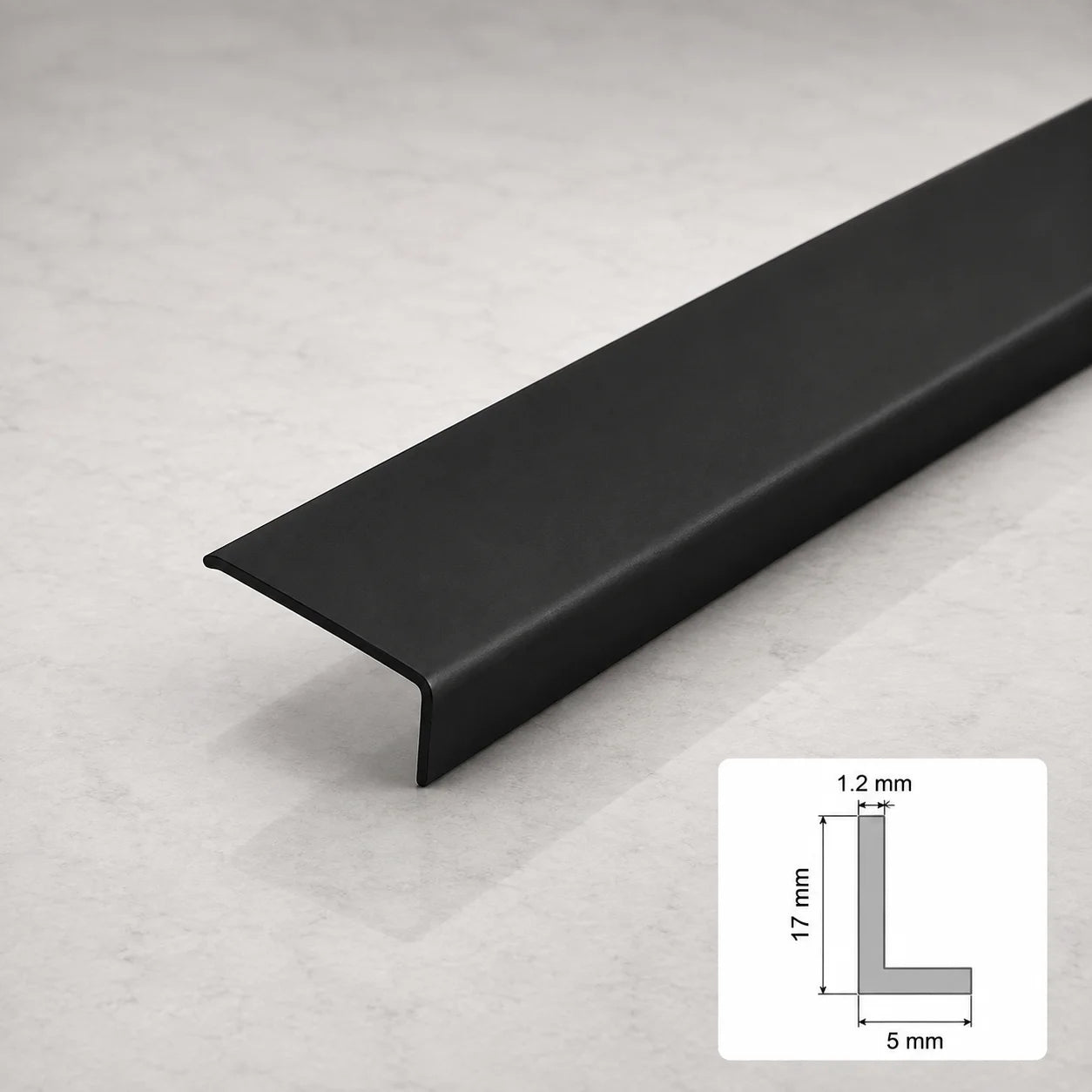 Equal & Unequal Edge Protector Black PVC Plastic Corner Angle Trim 90° In 17 X 5 MM