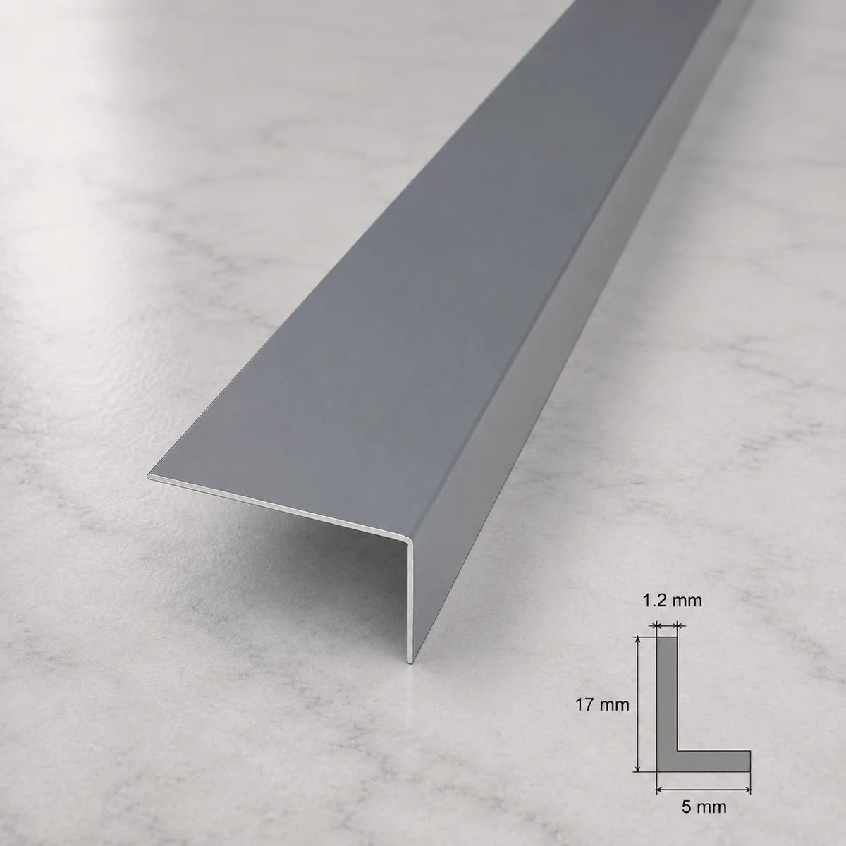Equal & Unequal Edge Protector Dark Grey PVC Plastic Corner Angle Trim 90° In 17 X 5 MM