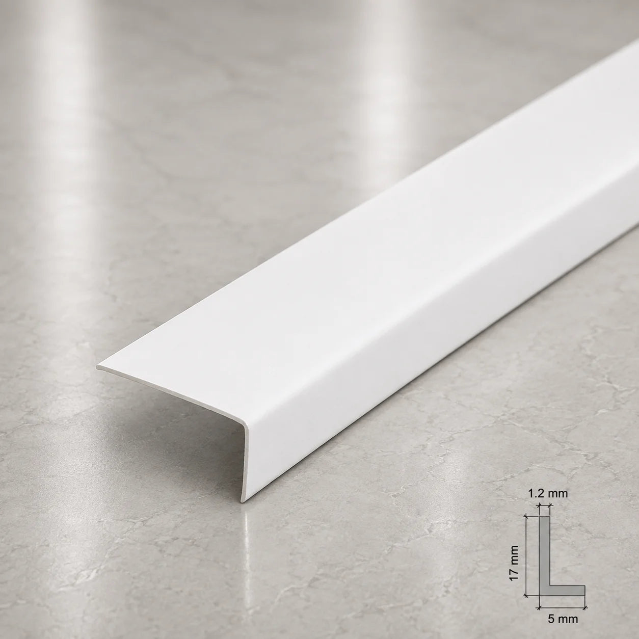 Equal & Unequal Edge Protector White PVC Plastic Corner Angle Trim 90° In 17 X 5 MM