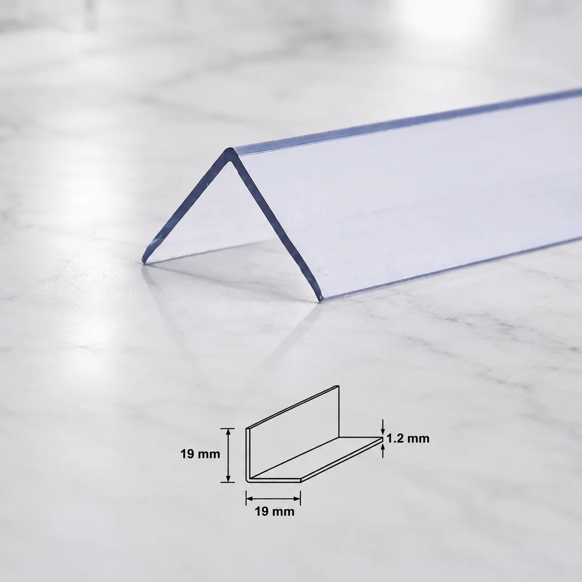 Clear Edge Protector Transparent PVC Plastic Corner Angle Trim 90° In 19 X 19 MM