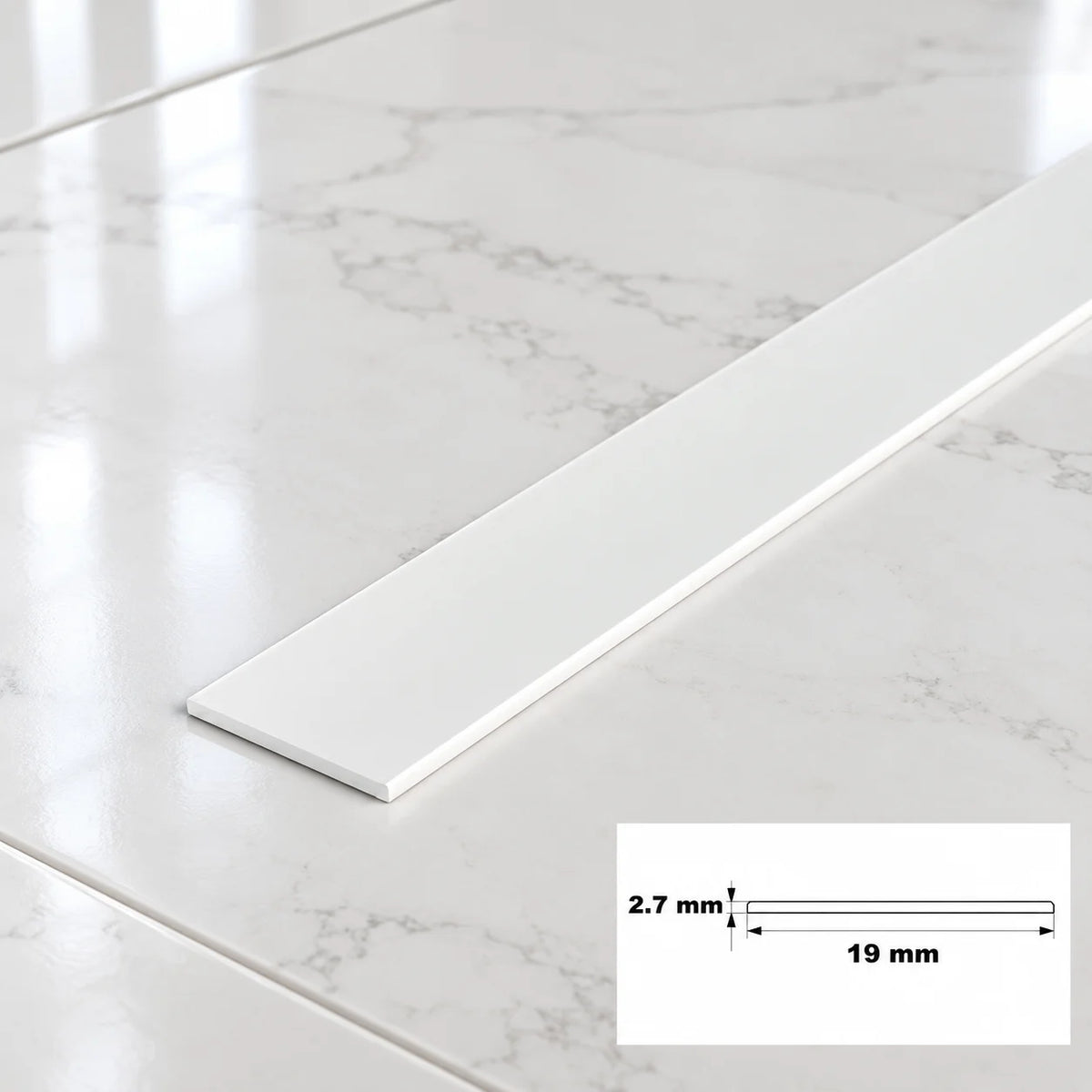 PVC Plastic TW Black White Anthracite Flat Bar Strip White 19 X 2.7 MM