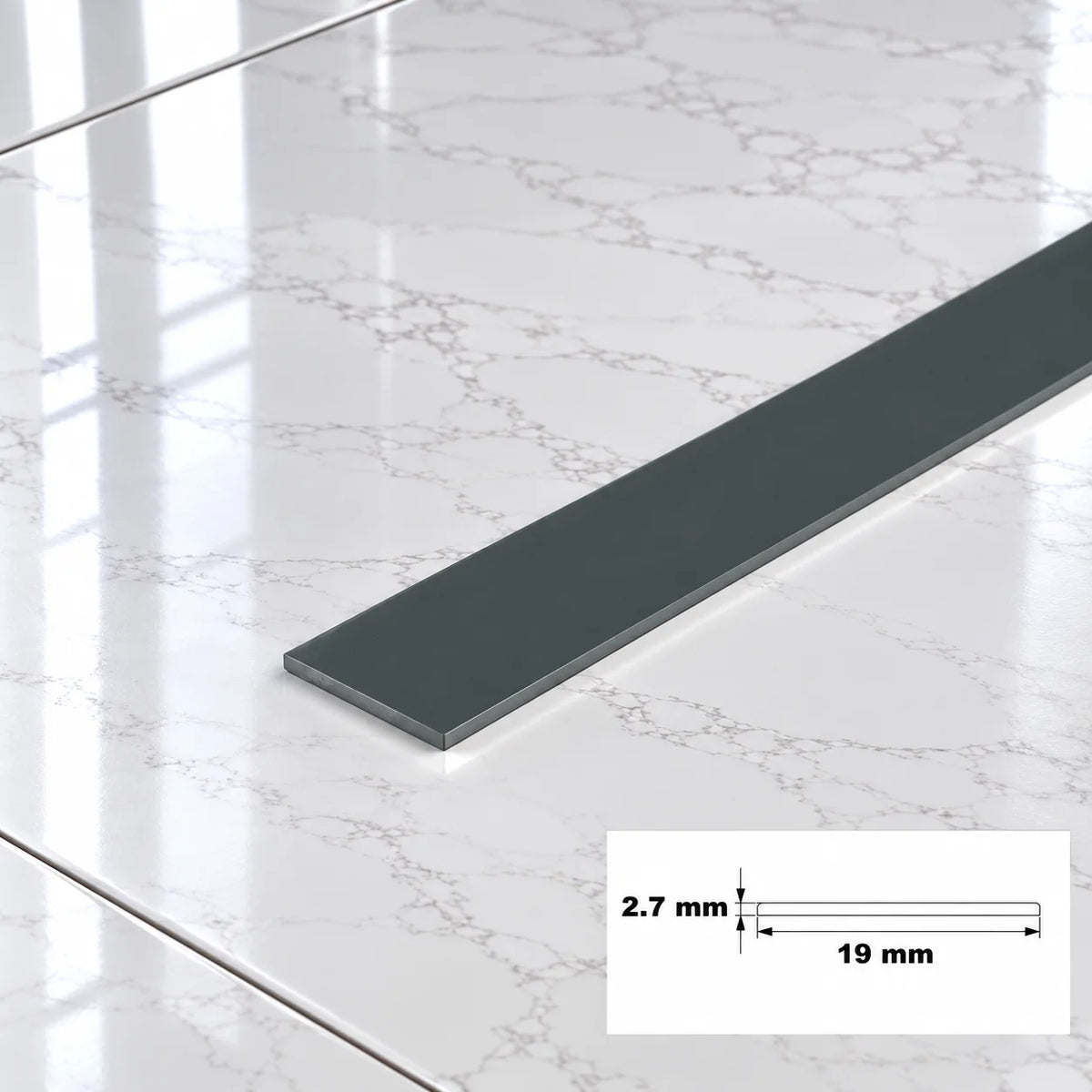 PVC Plastic TW Black White Anthracite Flat Bar Strip Anthracite 19 X 2.7 MM