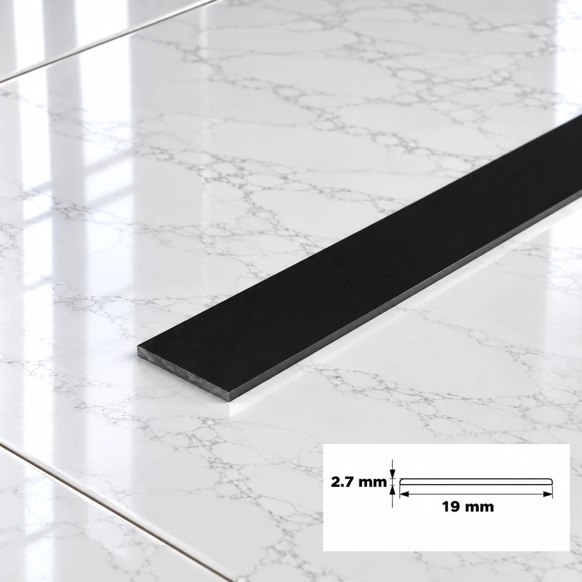 PVC Plastic TW Black White Anthracite Flat Bar Strip Black 19 X 2.7 MM