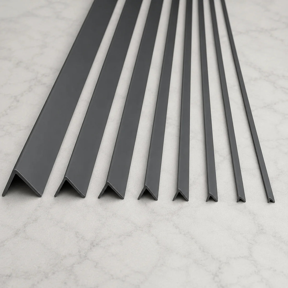 Equal & Unequal Edge Protector Dark Grey PVC Plastic Corner Angle Trim 90° All Variants