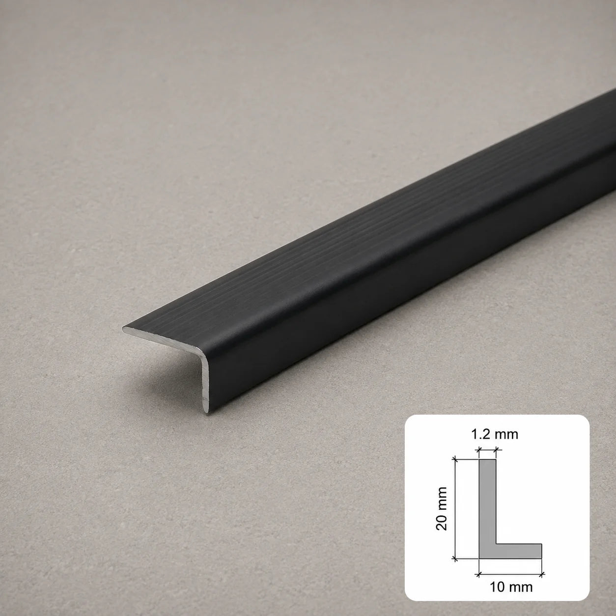 Equal & Unequal RAL 7016 Edge Protector Anthracite PVC Plastic Corner Angle Trim 90° In 20 X 10 MM