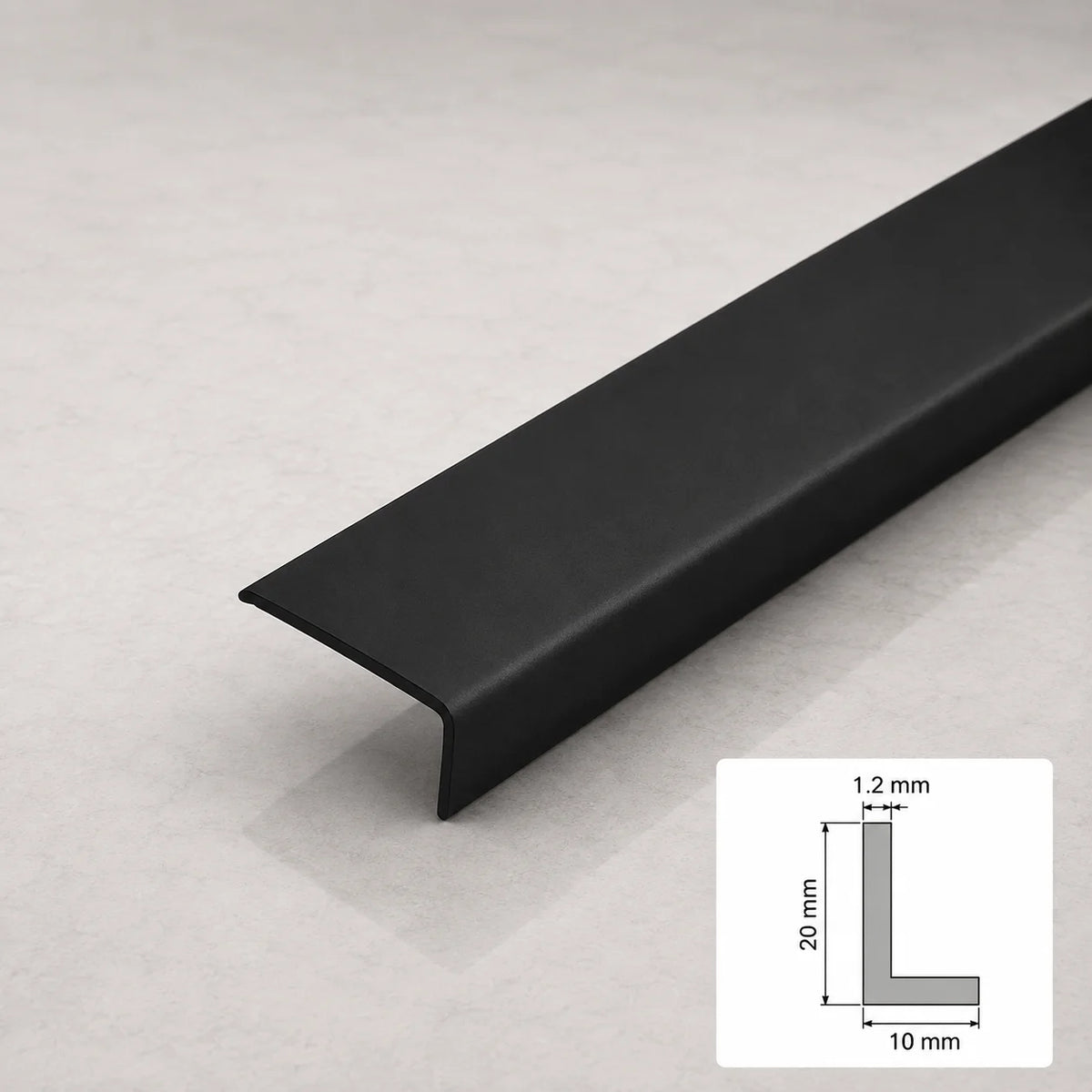 Equal & Unequal Edge Protector Black PVC Plastic Corner Angle Trim 90° In 20 X 10 MM