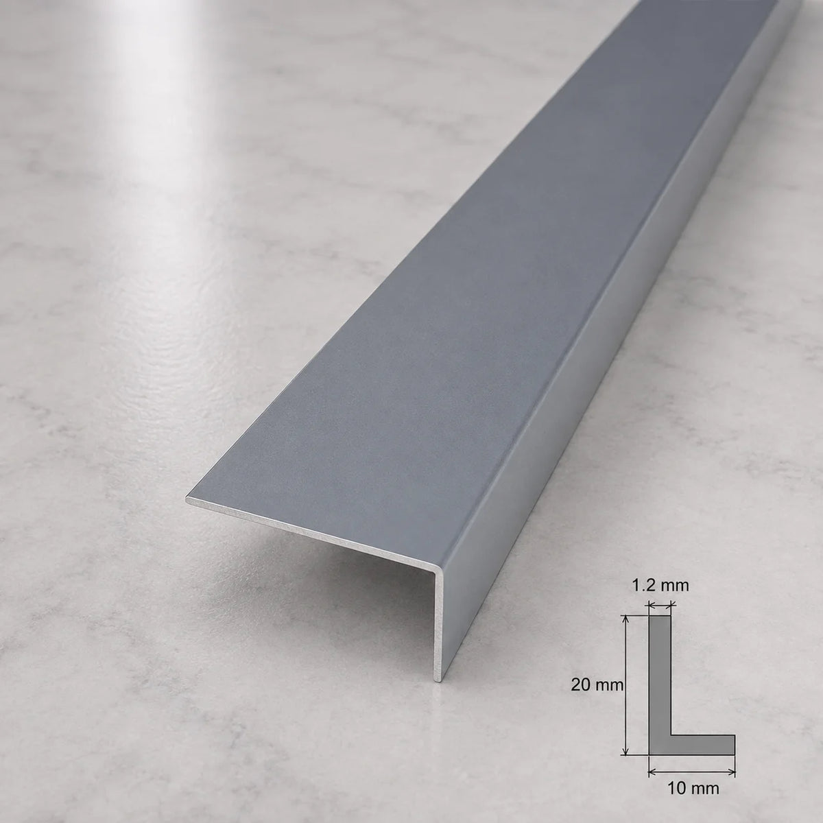 Equal & Unequal Edge Protector Dark Grey PVC Plastic Corner Angle Trim 90° In 20 X 10 MM