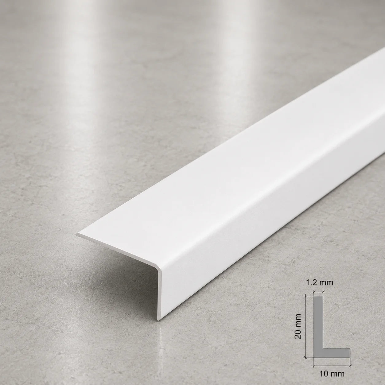 Equal & Unequal Edge Protector White PVC Plastic Corner Angle Trim 90° In 20 X 10 MM