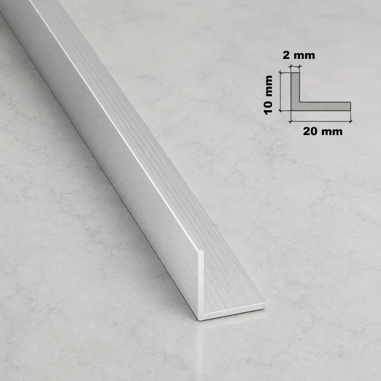 Natural Aluminium Extruded Angle Corner 1 M | Equal & Unequal In 20 x 10 MM