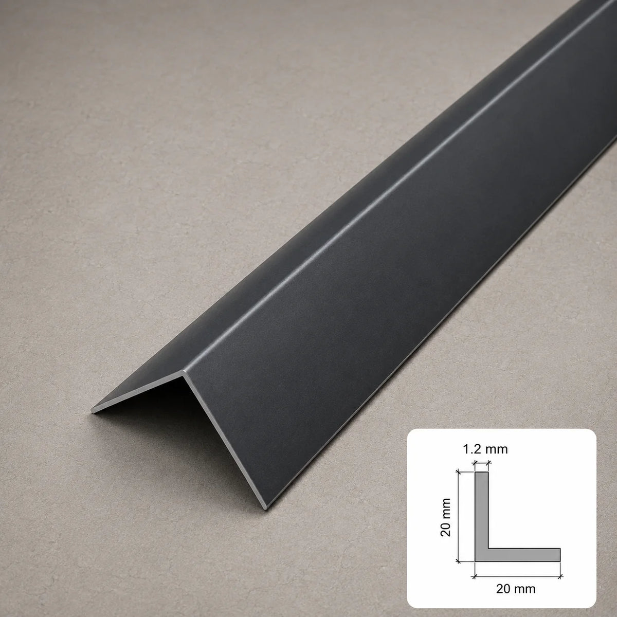 Equal & Unequal RAL 7016 Edge Protector Anthracite PVC Plastic Corner Angle Trim 90° In 20 X 20 MM