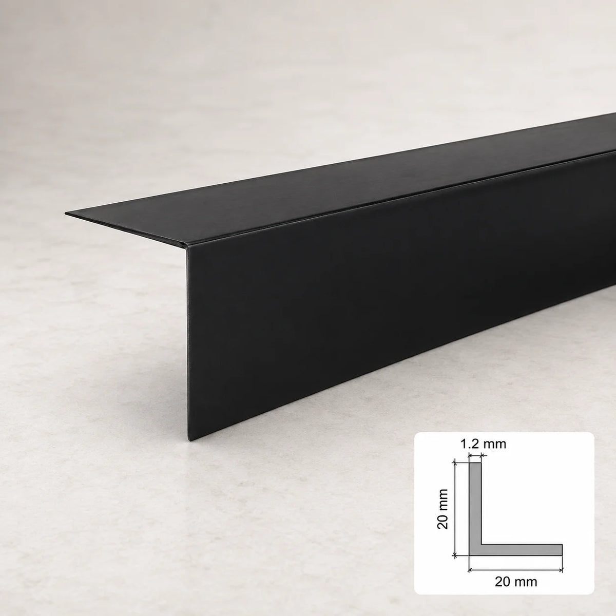 Equal & Unequal Edge Protector Black PVC Plastic Corner Angle Trim 90° In 20 X 20 MM