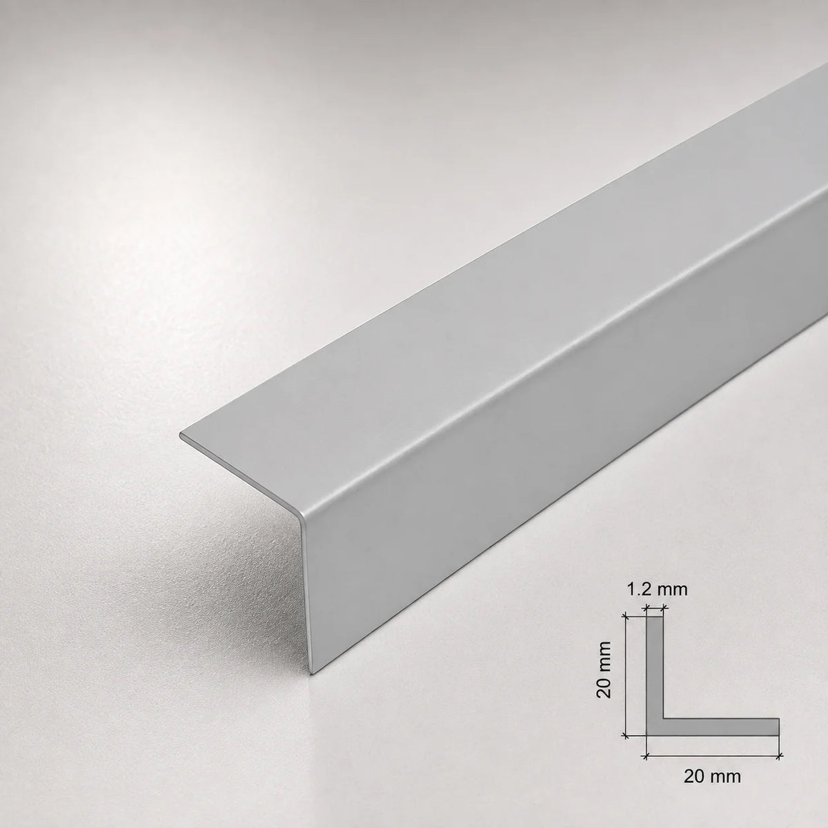 Equal & Unequal Edge Protector Light Grey PVC Plastic Corner Angle Trim 90° In 20 X 20 MM