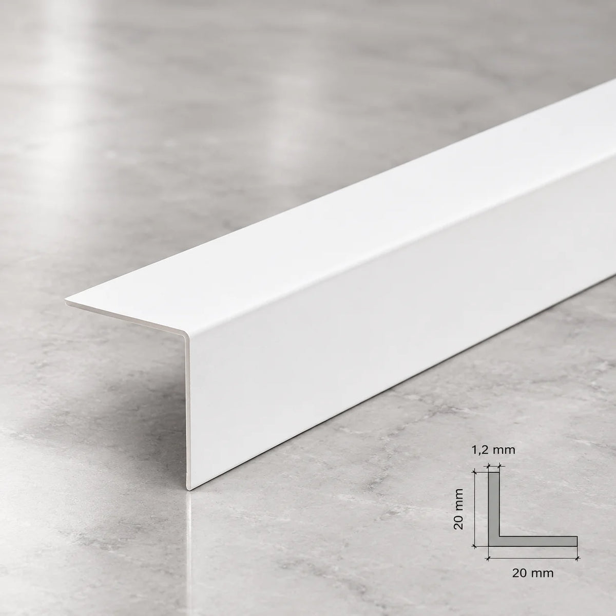 Equal & Unequal Edge Protector White PVC Plastic Corner Angle Trim 90° In 20 X 20 MM