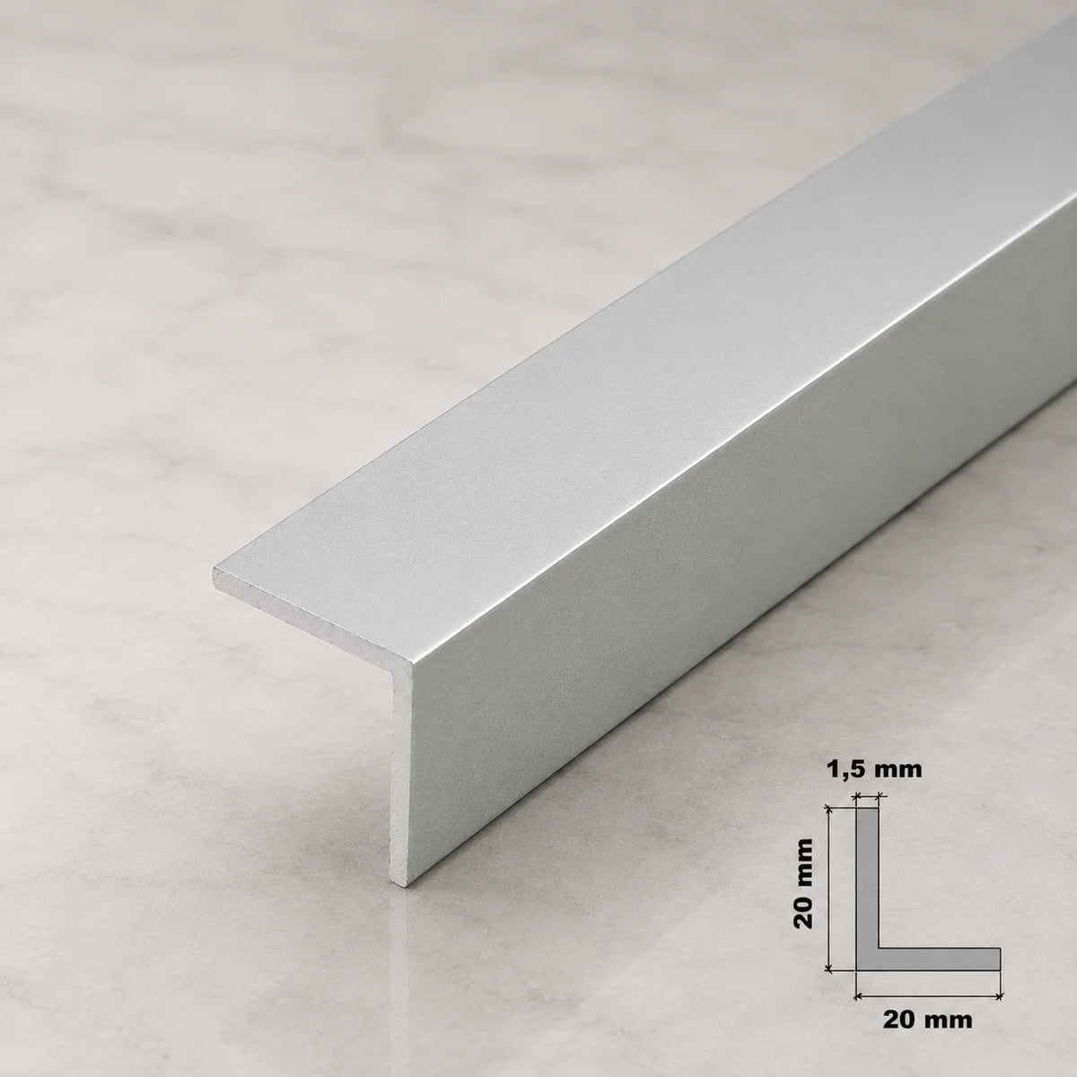 Anodised Aluminum Angle Corner Profile | Silver & Gold 1m Length In 20 X 20 MM