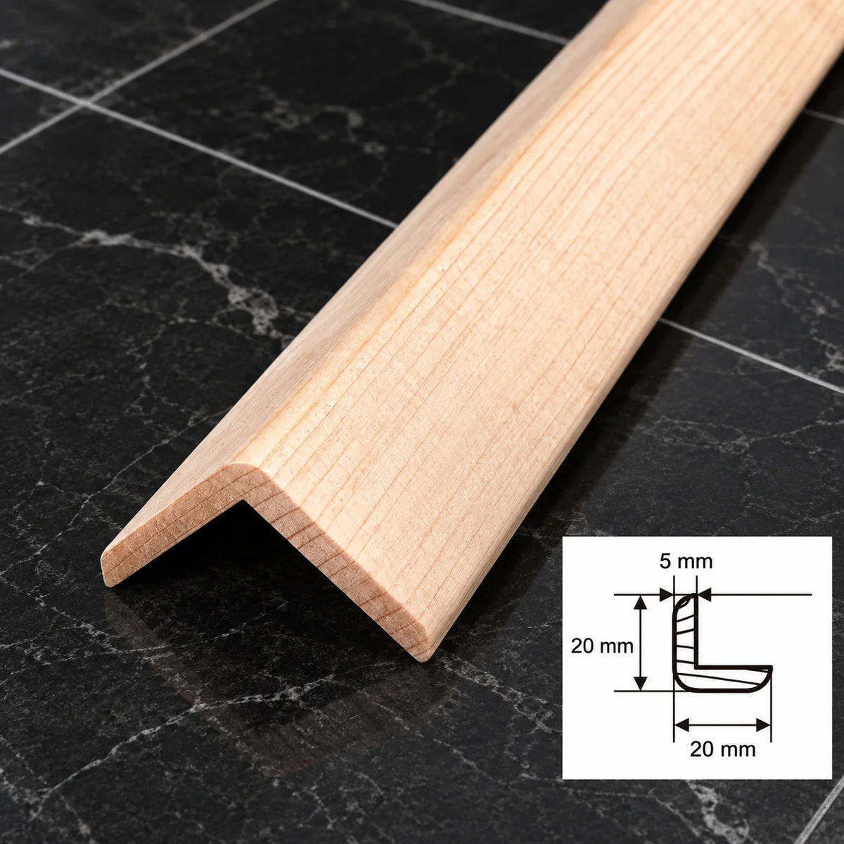 Pine Wood Corner Angle Trim 90° | Internal & External Edge Moulding In 20 X 20 MM