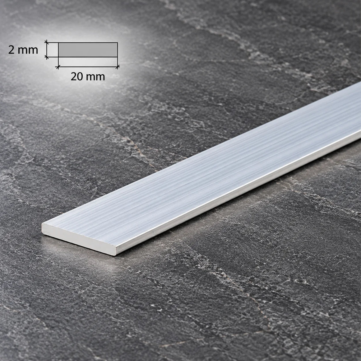 Aluminium Flat Bar Plate Natural In 20 X 2 MM