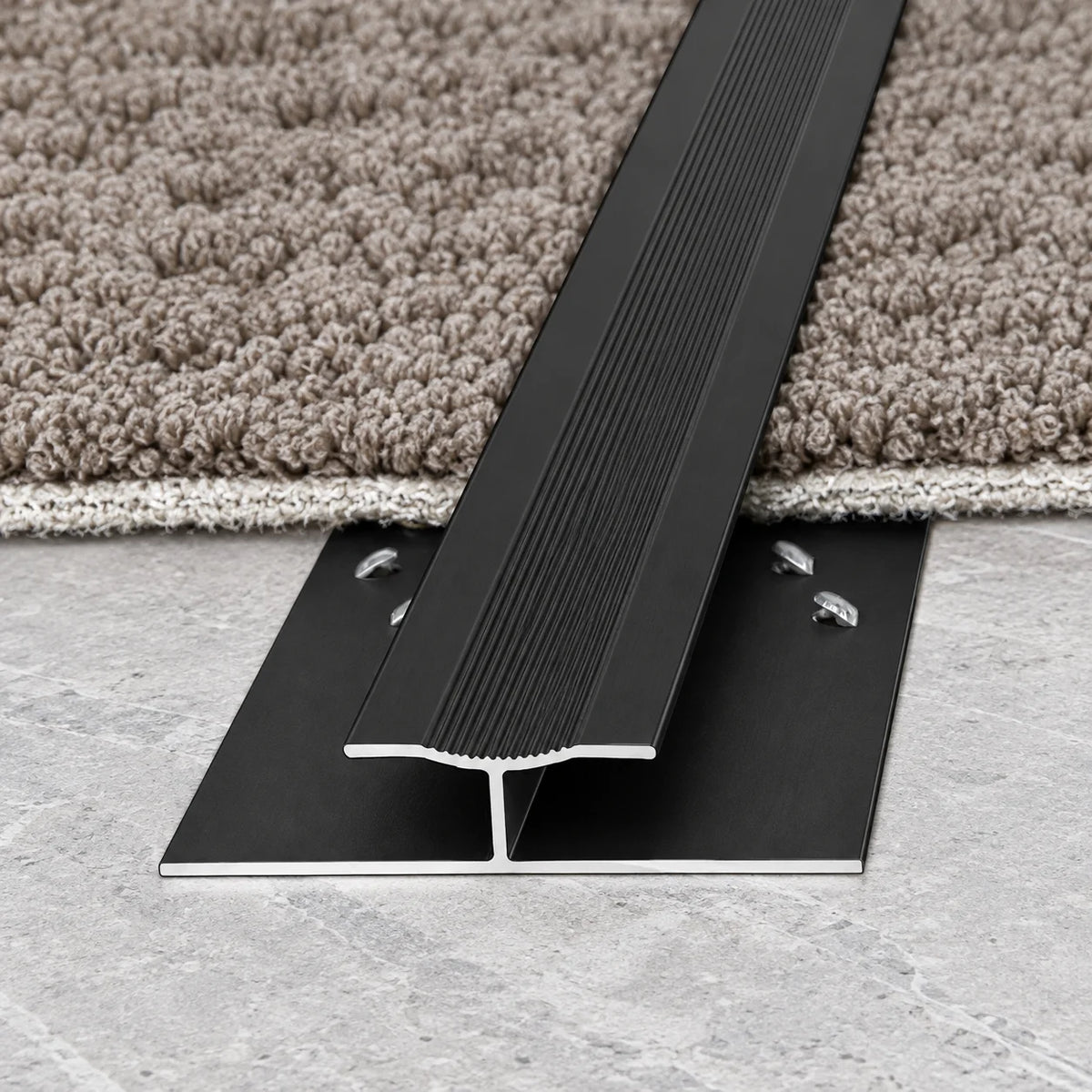 Twin grip 20mm aluminium carpet door bar for joining and protecting carpet edges across internal doorways
