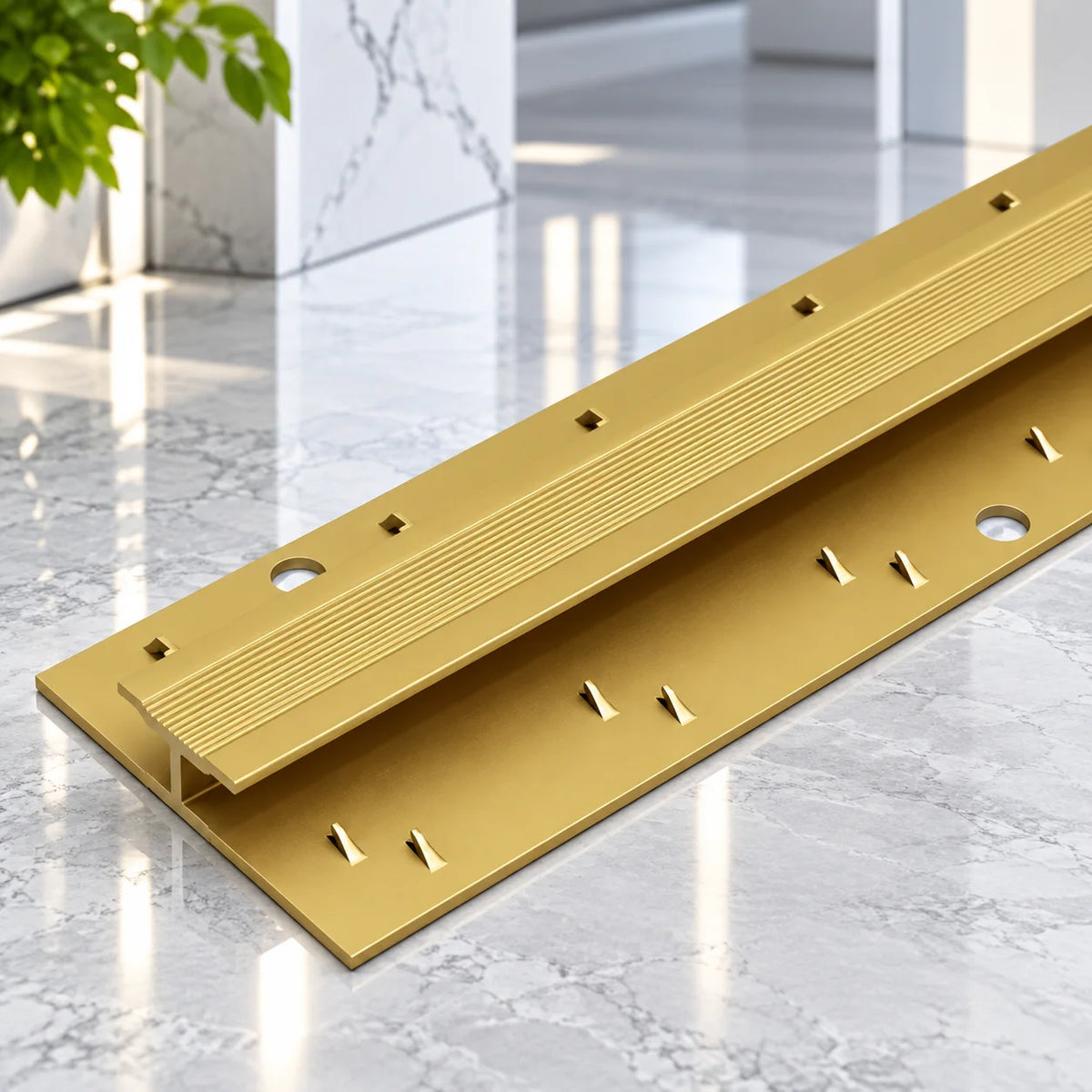 Durable 20mm aluminium twin grip carpet joining strip designed for carpet-to-carpet floor transitions