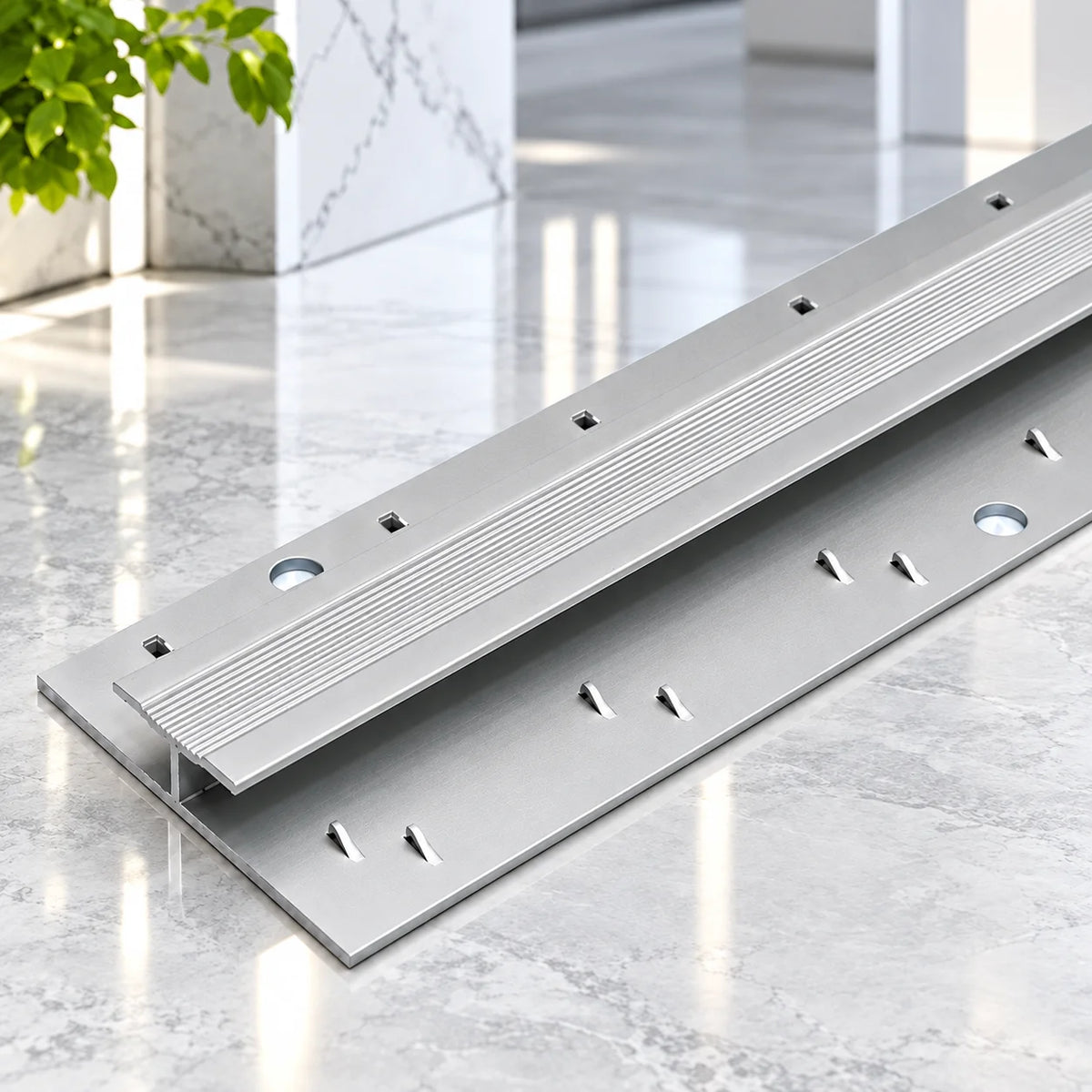 20mm aluminium twin grip carpet joining strip for securely connecting two carpet edges in doorways
