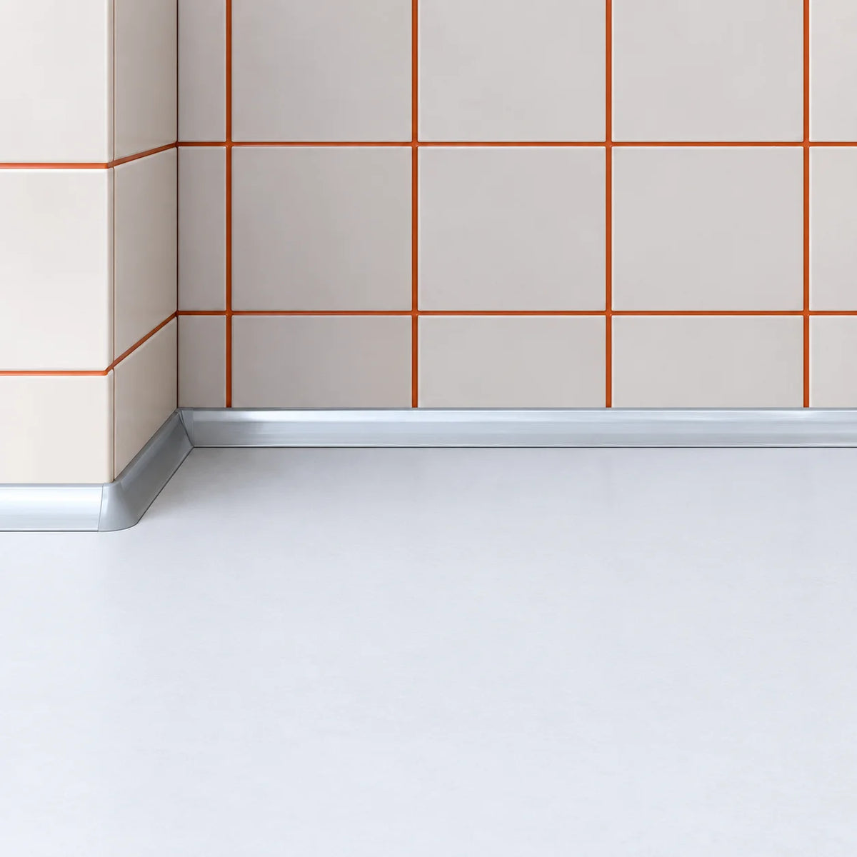 23x23mm PVC splashback edging trim providing a clean and decorative finish along kitchen worktops.