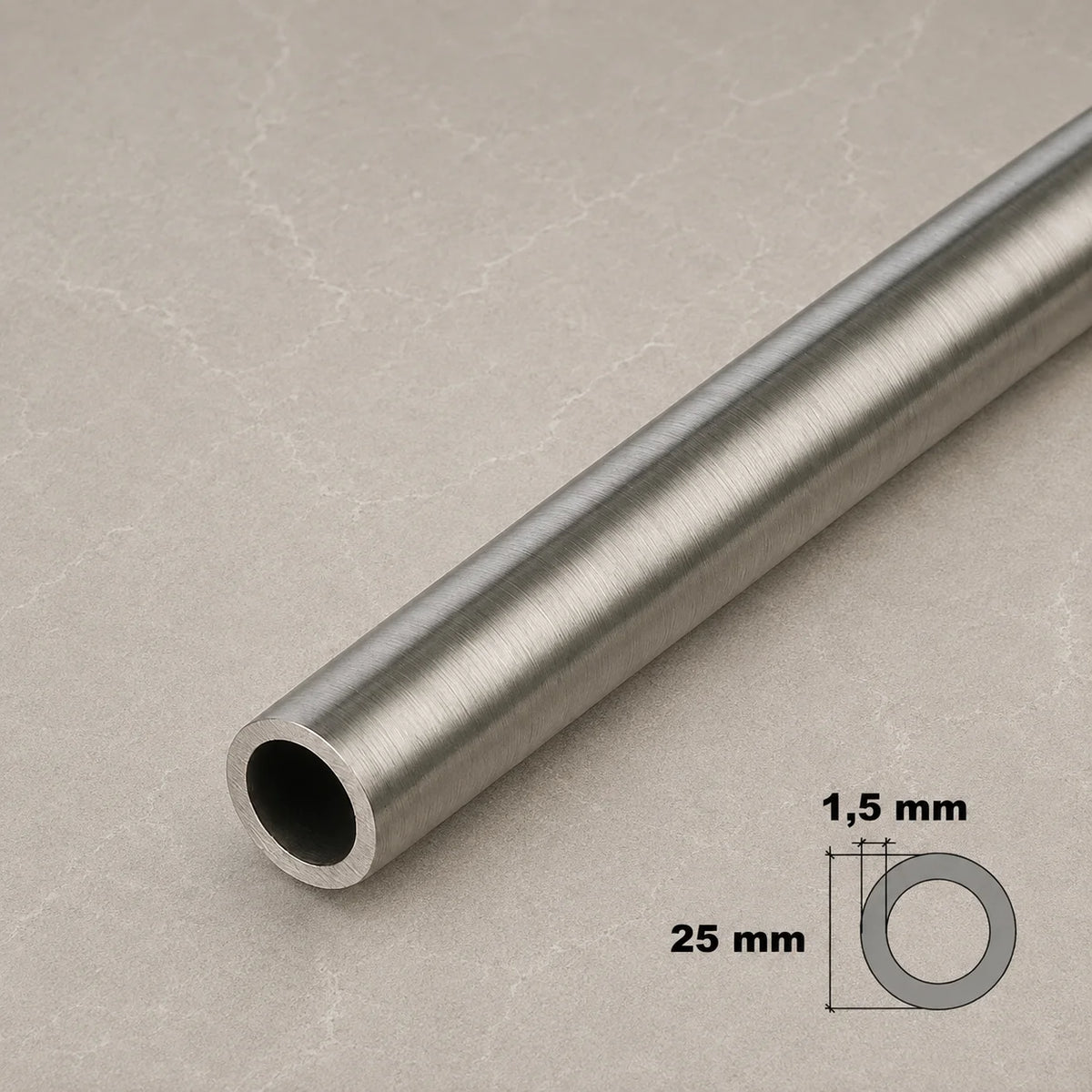 Stainless Steel Round Tube Pipe 304 Grade  – 1m / 39.37" Length In 25 MM