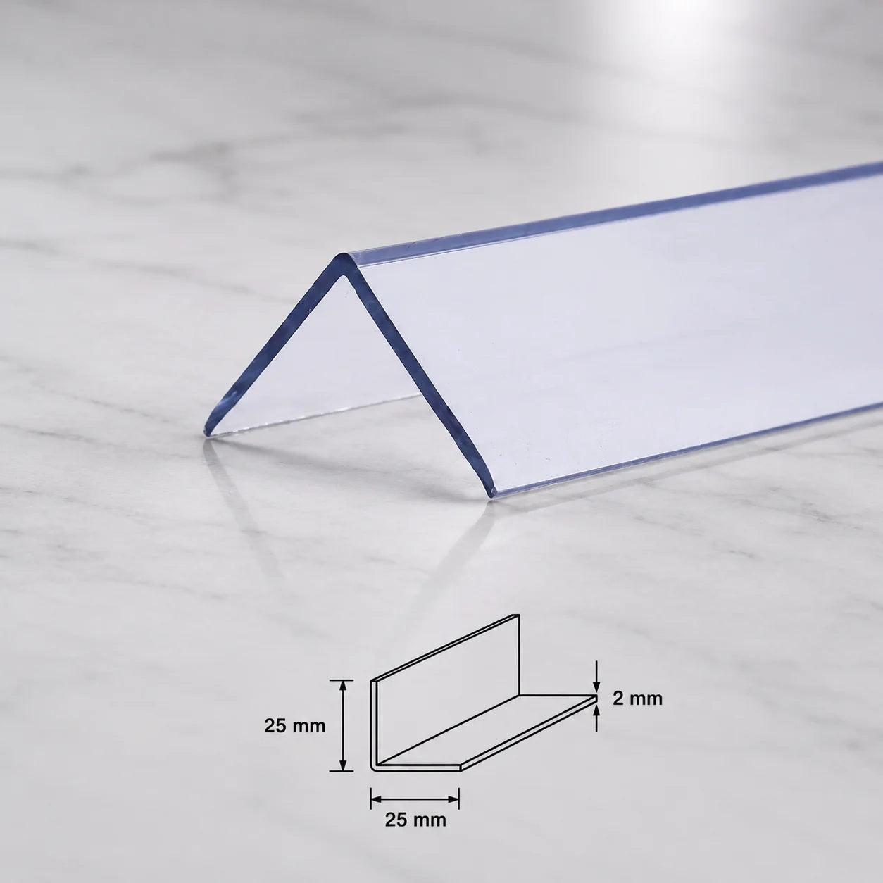 Clear Edge Protector Transparent PVC Plastic Corner Angle Trim 90° In 25 x 25 MM