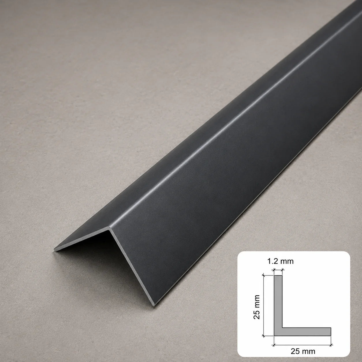 Equal & Unequal RAL 7016 Edge Protector Anthracite PVC Plastic Corner Angle Trim 90° In 25 X 25 MM
