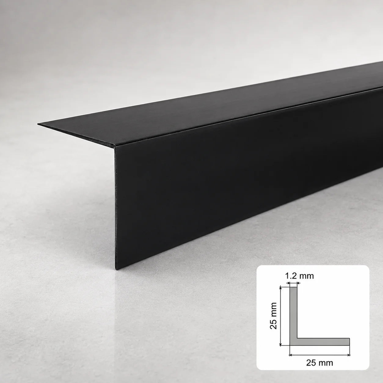 Equal & Unequal Edge Protector Black PVC Plastic Corner Angle Trim 90° In 25 X 25 MM