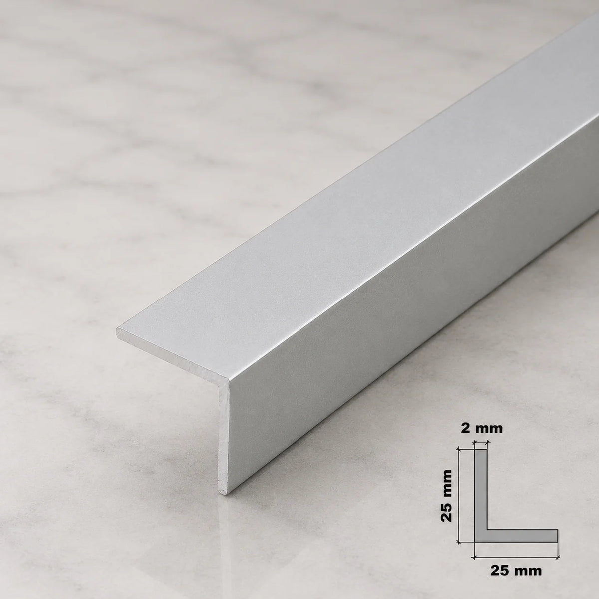 Anodised Aluminum Angle Corner Profile | Silver & Gold 1m Length In 25 X 25 MM