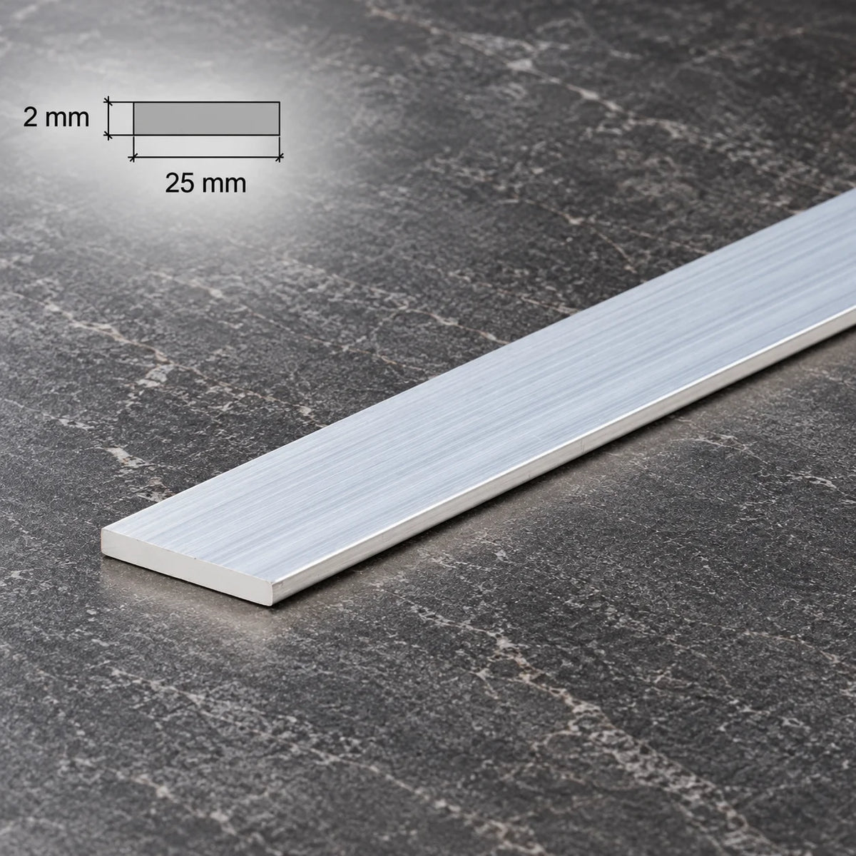 Aluminium Flat Bar Plate Natural In 25 X 2 MM