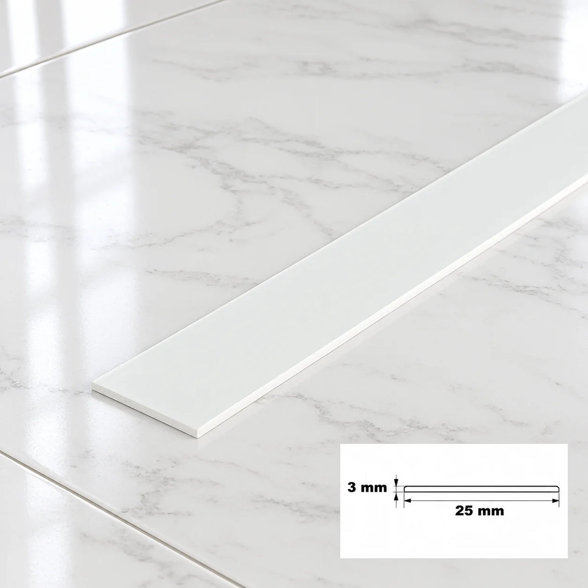 PVC Plastic TW Black White Anthracite Flat Bar Strip White 25 X 3 MM