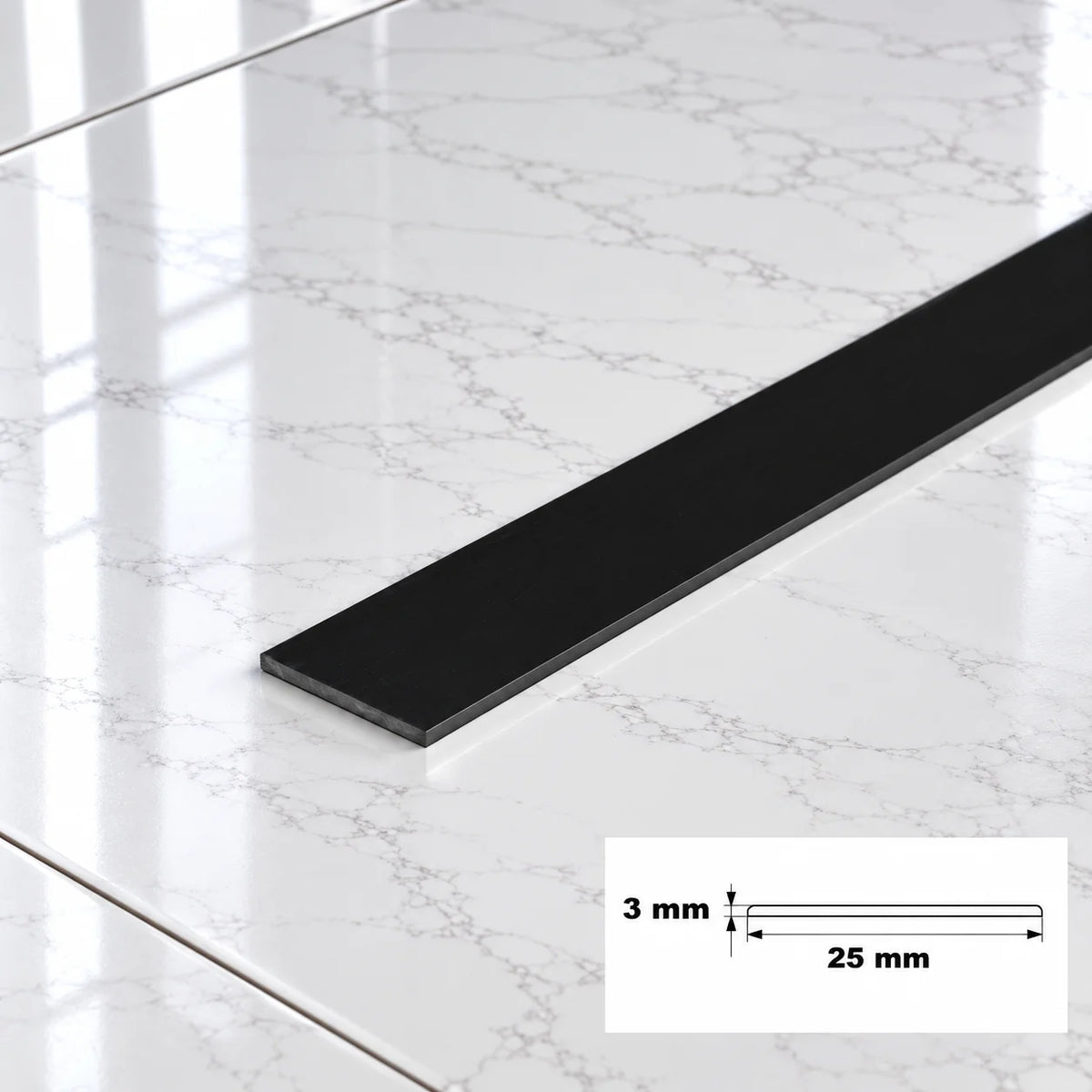 PVC Plastic TW Black White Anthracite Flat Bar Strip Black 25 X 3 MM