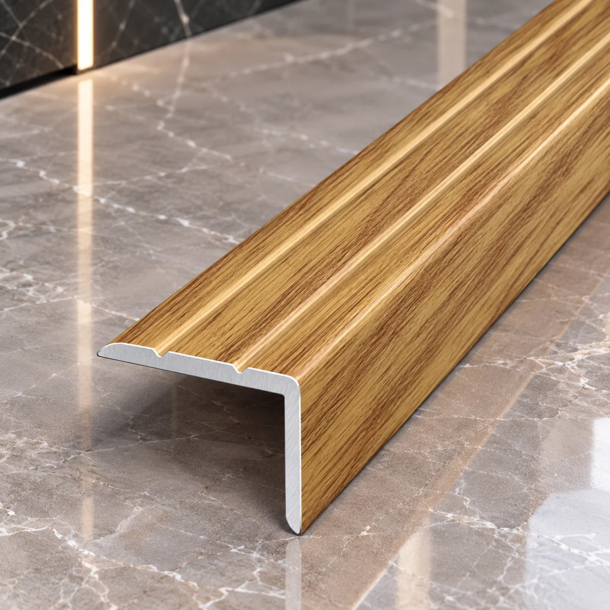 25x20mm Self-Adhesive Wood Effect Stair Edge Nosing in Abmer Oak Color