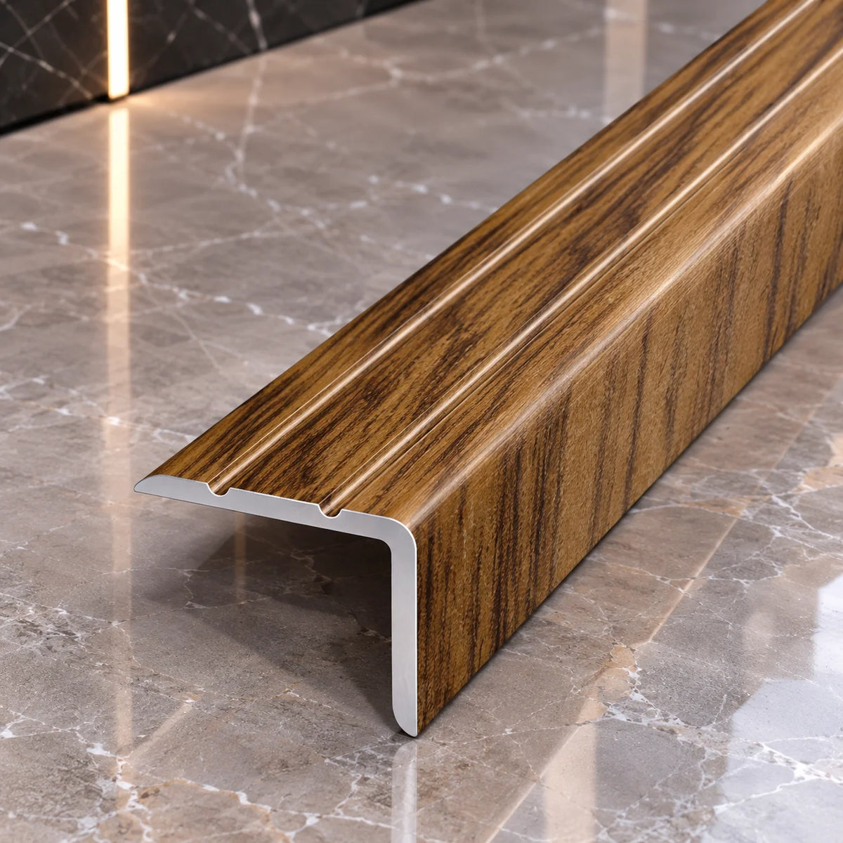 25x20mm Wood Effect Aluminium Stair Nosing Edge Trim in Afrezy Color