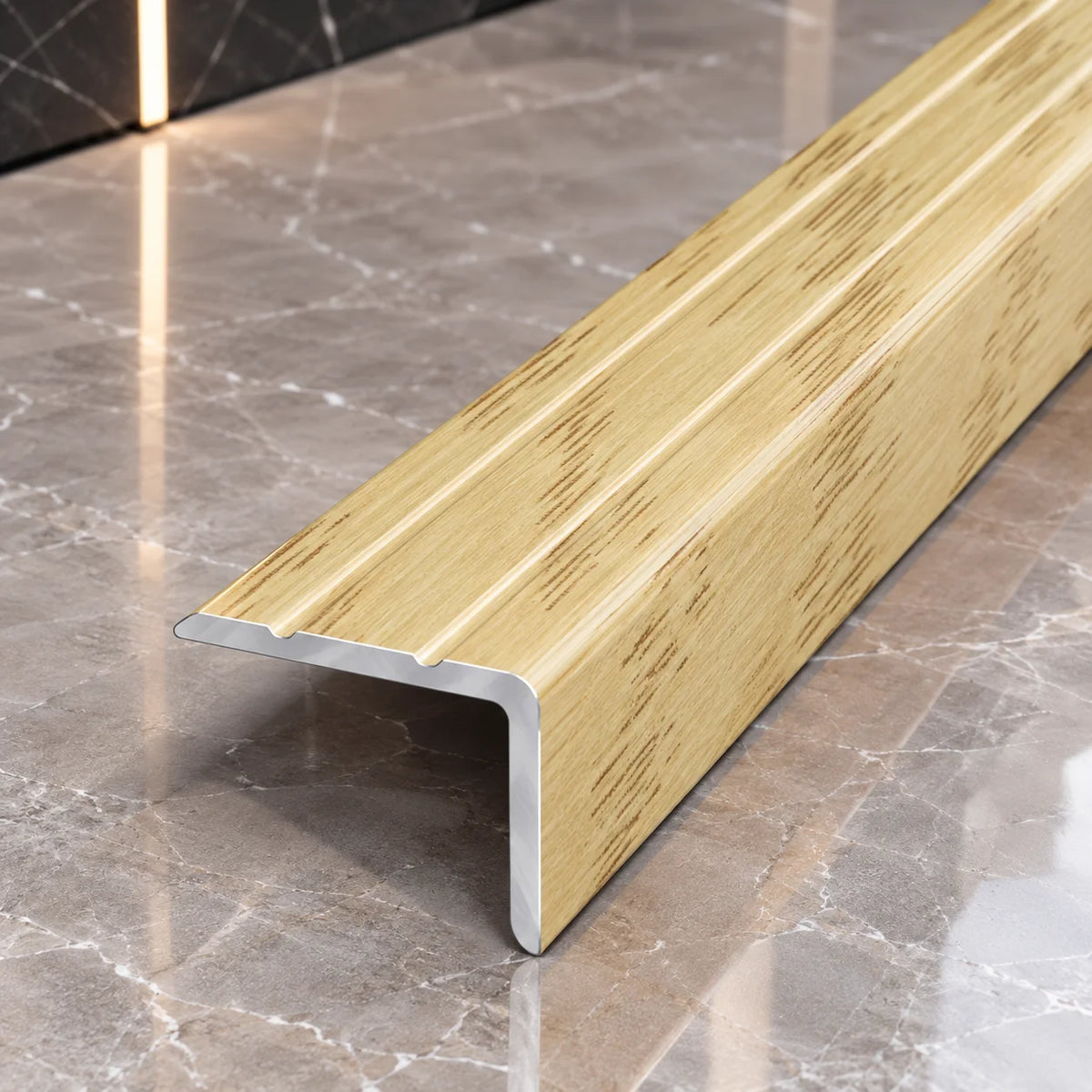 25x20mm Wood Effect Stair Nosing Trim for Step Edges in Beer Oak Color