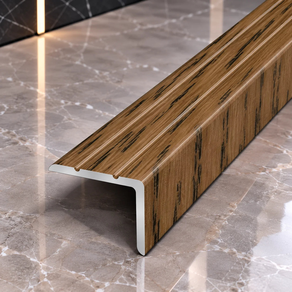 Wood Effect Self-Adhesive Stair Nosing Profile 25x20mm in Castle Oak Color