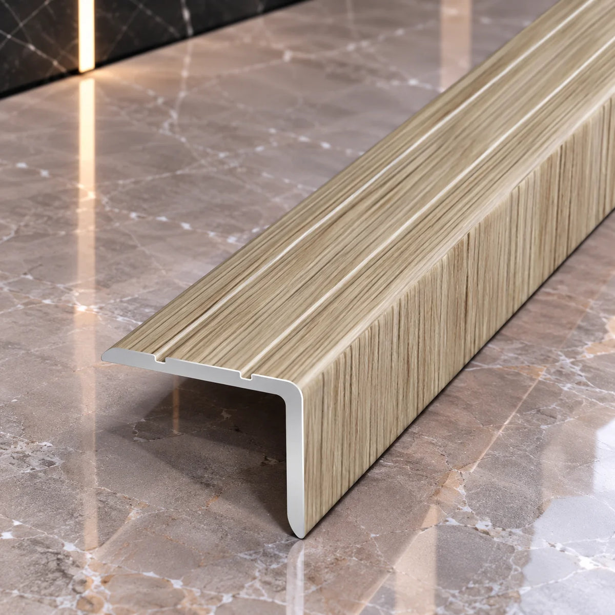 Wood Effect Self-Adhesive Stair Nosing Profile 25x20mm in Mocca Oak Color