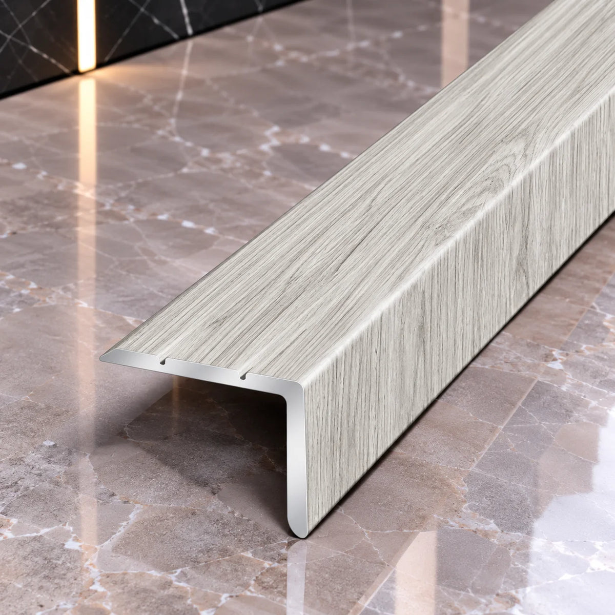 25x20mm Wood Effect Aluminium Stair Nosing Edge Trim in Vanilla Oak Color