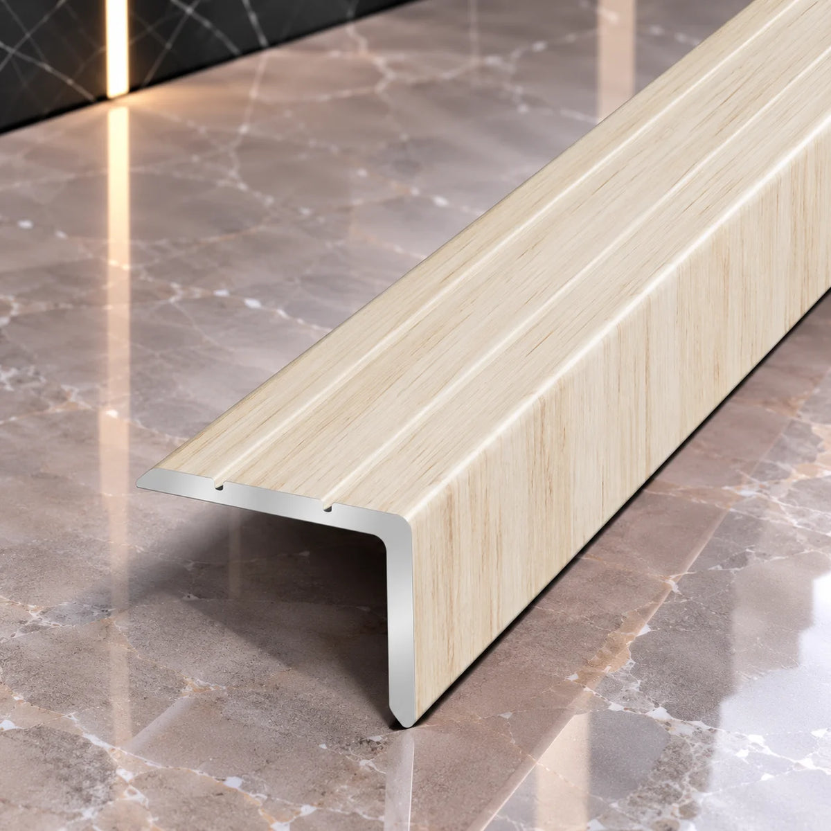 25x20mm Self-Adhesive Wood Effect Stair Edge Nosing in White Pine Color