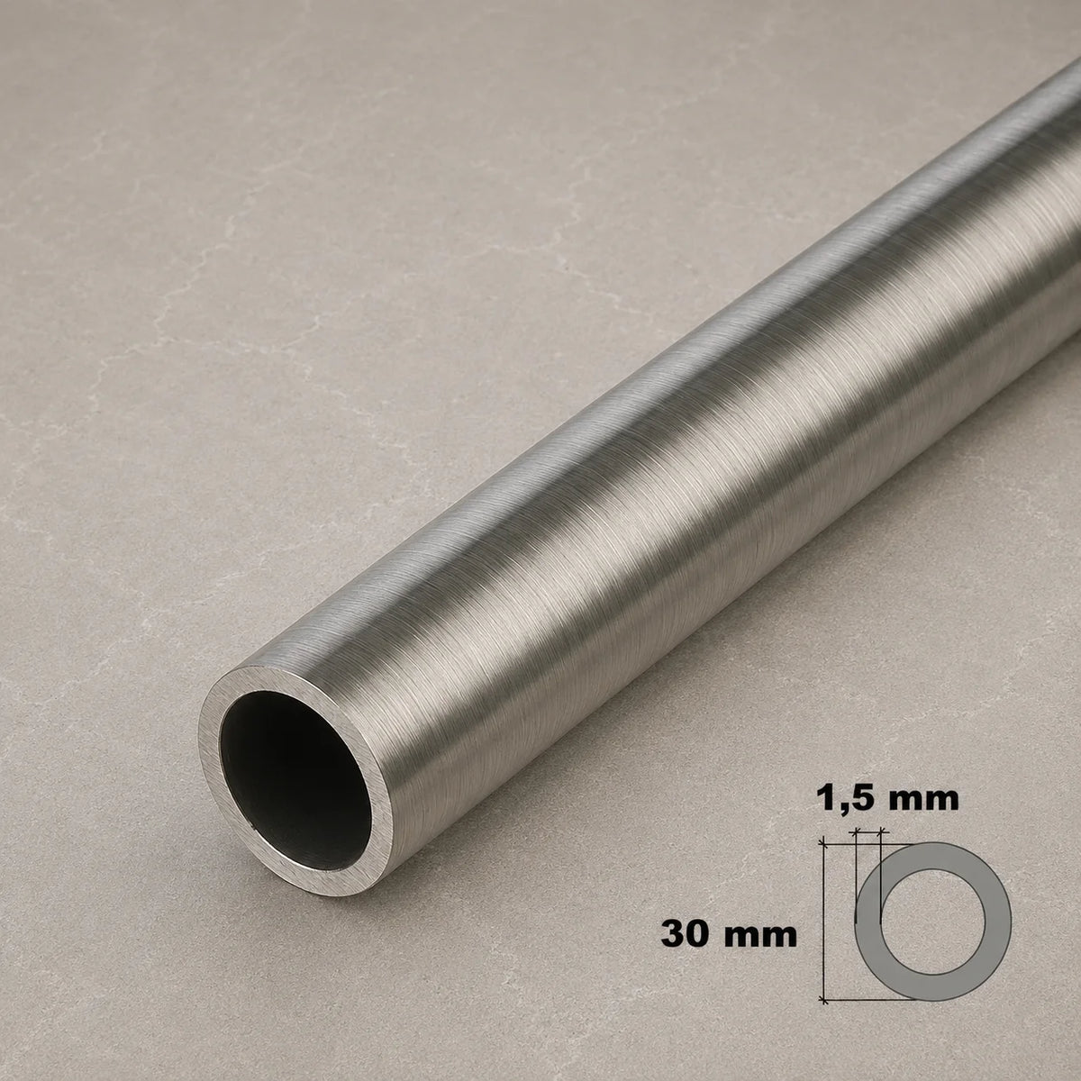 Stainless Steel Round Tube Pipe 304 Grade  – 1m / 39.37" Length In 30 MM