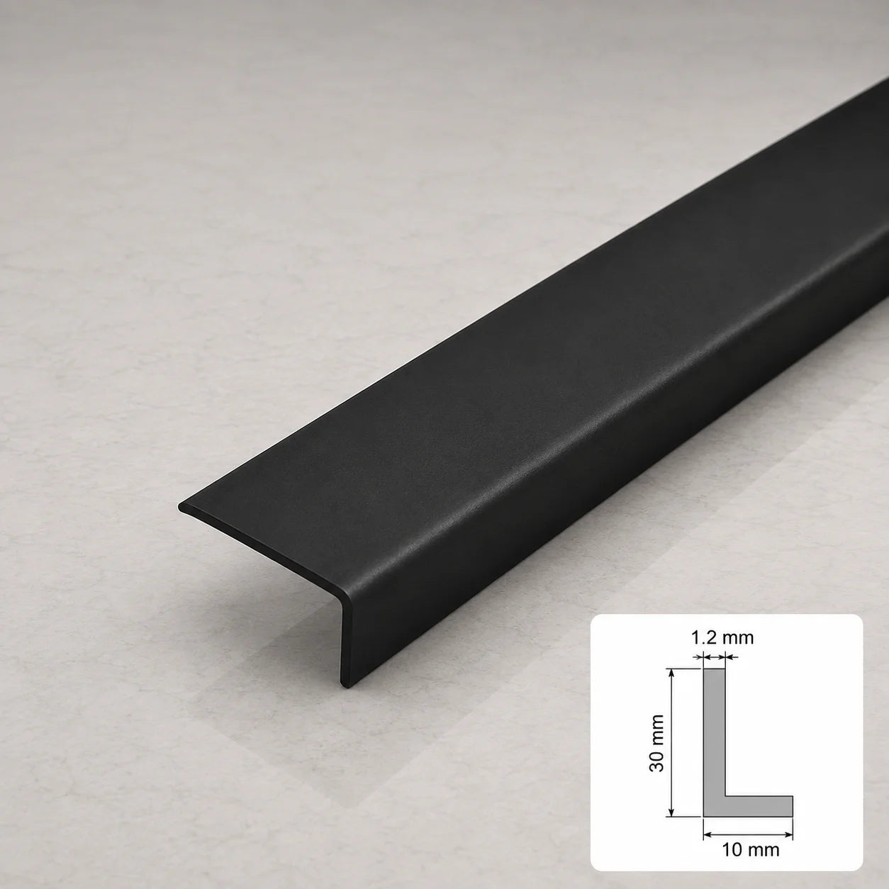 Equal & Unequal Edge Protector Black PVC Plastic Corner Angle Trim 90° In 30 X 10 MM