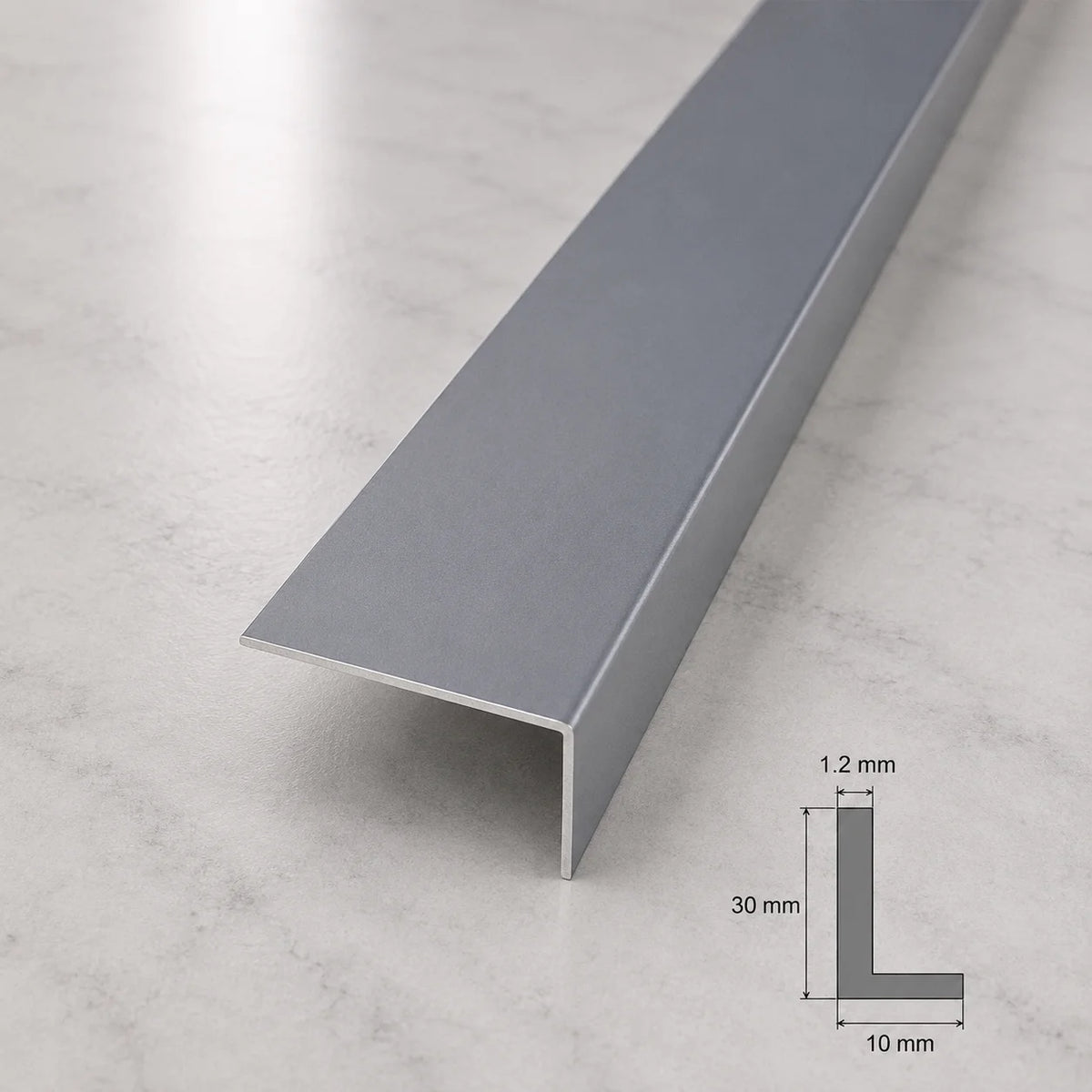 Equal & Unequal Edge Protector Dark Grey PVC Plastic Corner Angle Trim 90° In 30 X 10 MM